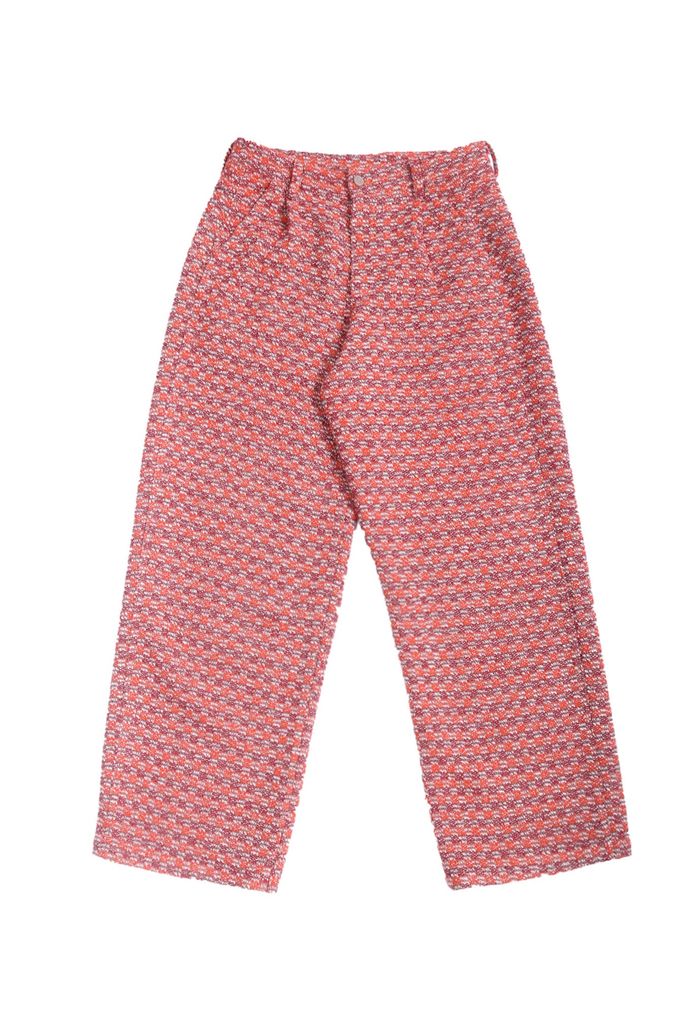 TRECLUB Tweed PU Pocket Straight-Leg Pants