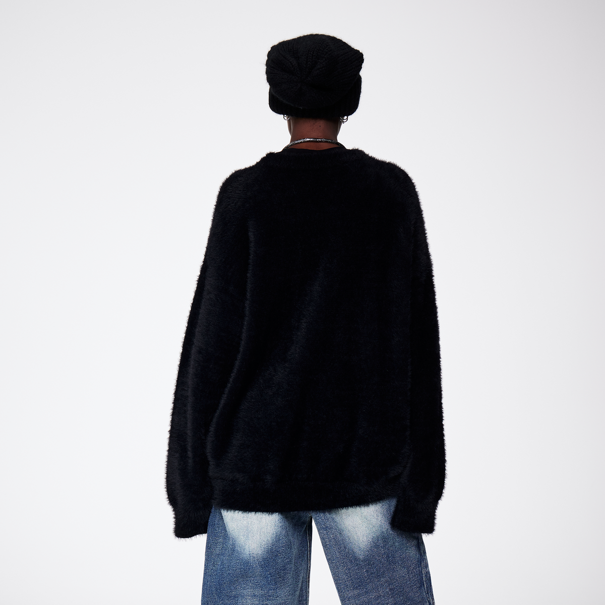 REMODUTION Mohair Slogan Relaxed Sweater