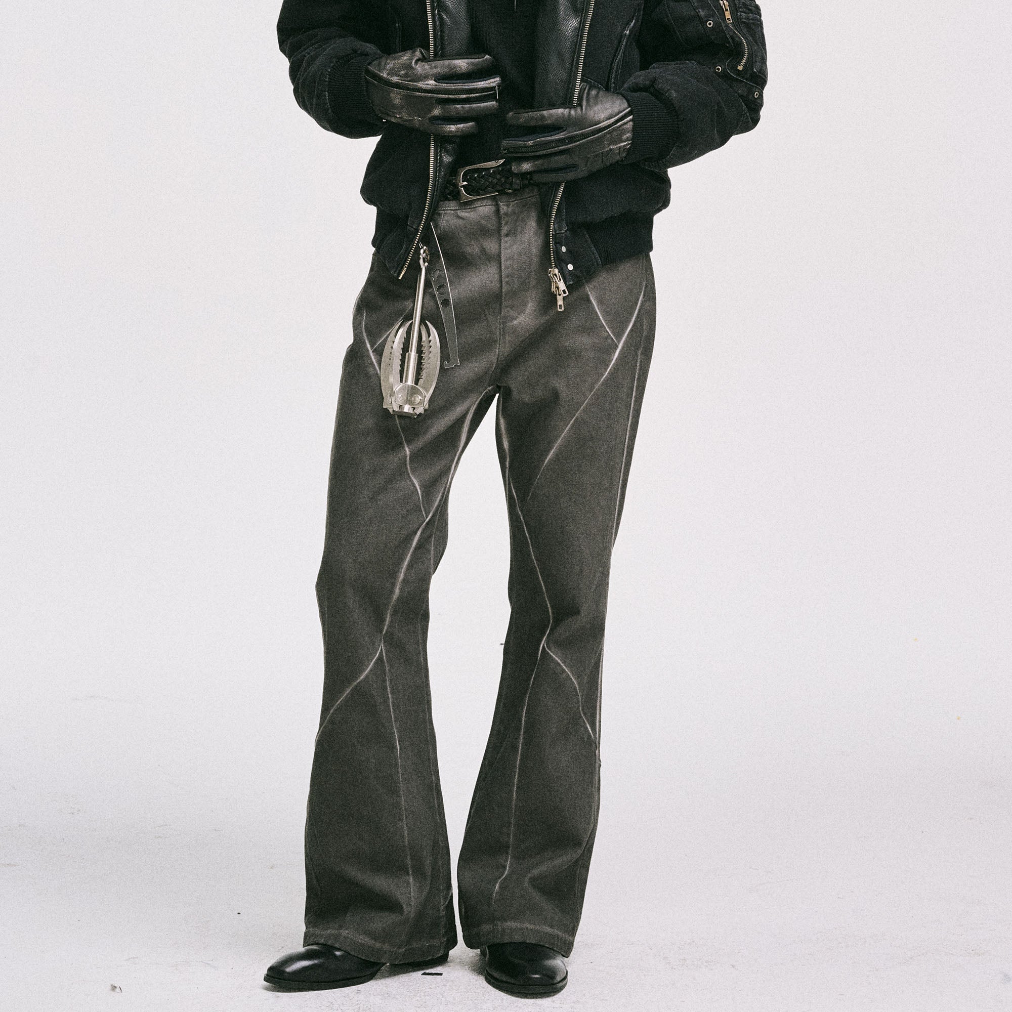 CATSSTAC Crosscut Washed Denim Pants, premium urban and streetwear designers apparel on PROJECTISR.com, CATSSTAC