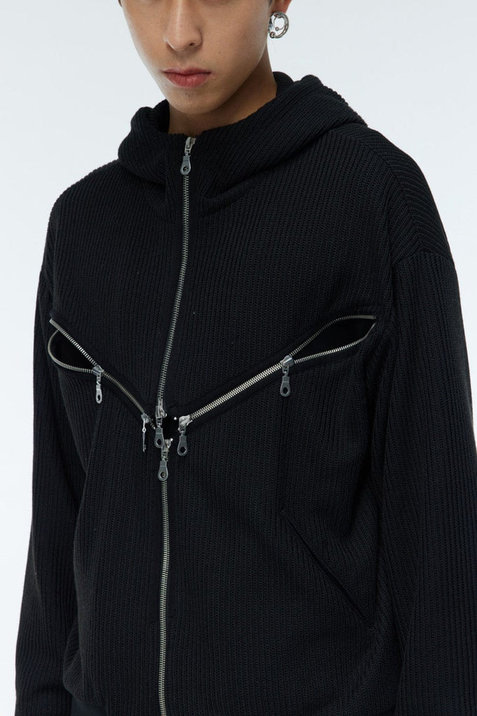 WHISTLEHUNTER Cross Zipper Knitted Zip-Up Hoodie, premium urban and streetwear designers apparel on PROJECTISR.com, WHISTLEHUNTER