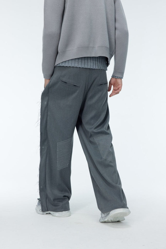 WHISTLEHUNTER Spliced Raw Edge Trousers, premium urban and streetwear designers apparel on PROJECTISR.com, WHISTLEHUNTER