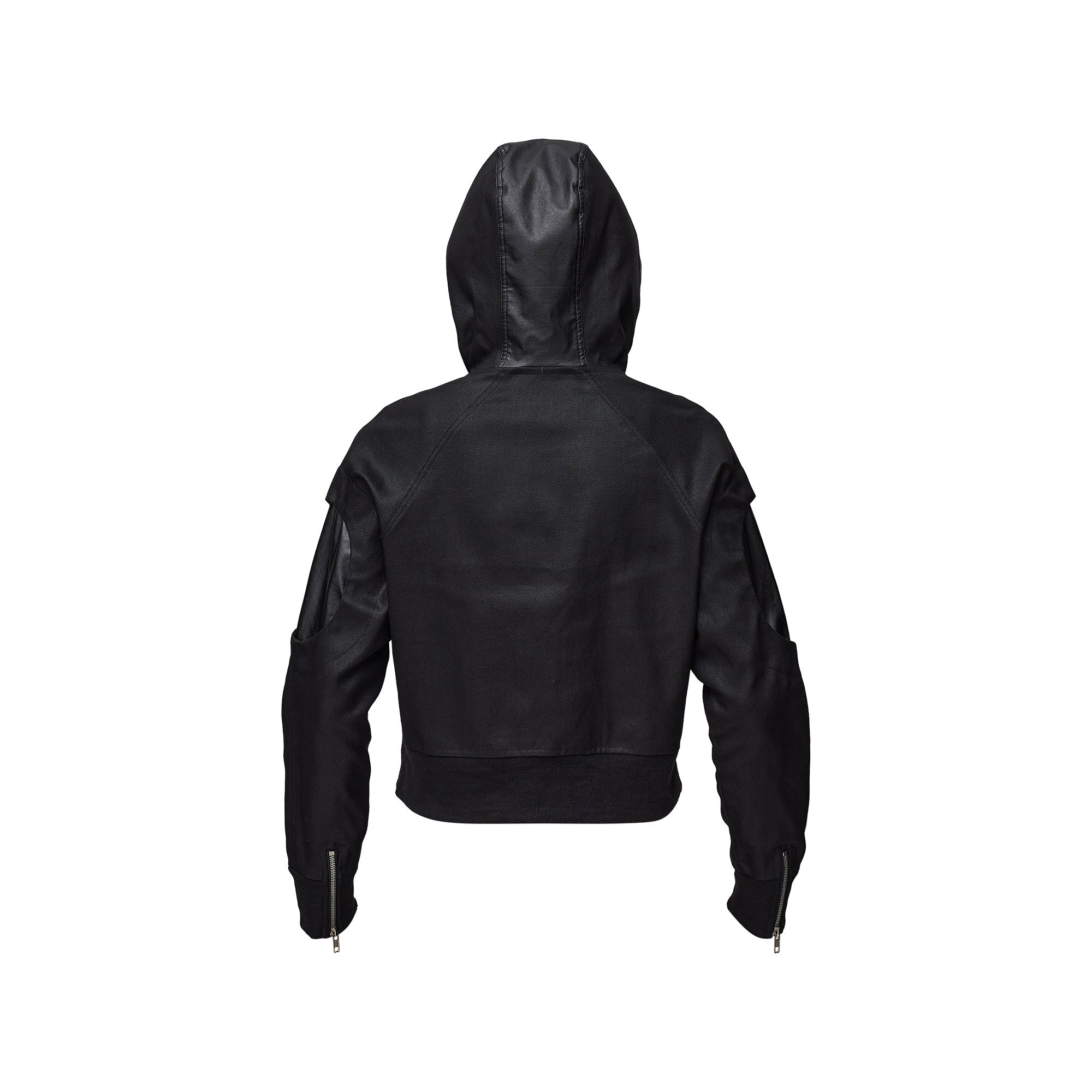 RECOVER ZONE Distressed Rivet PU Cropped Jacket