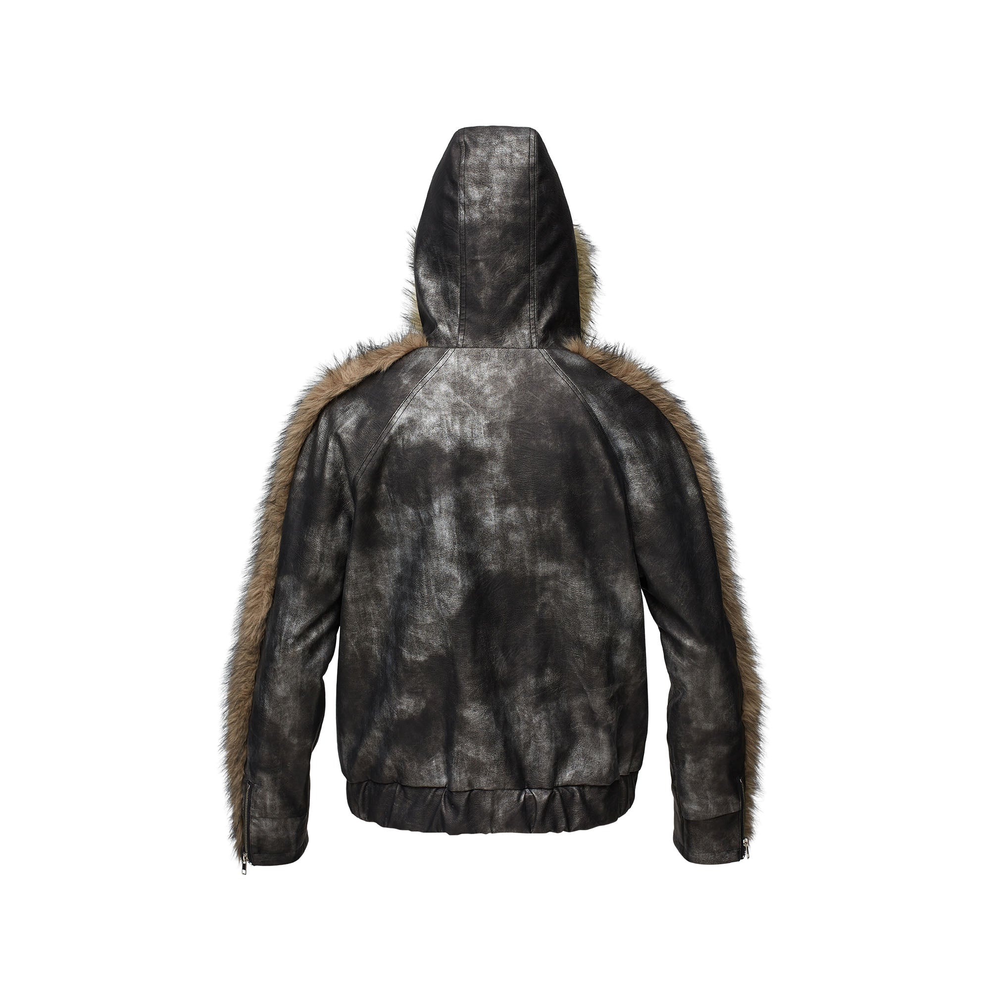 RECOVER ZONE Faux Fur Trimmed Distressed Hooded Jacket