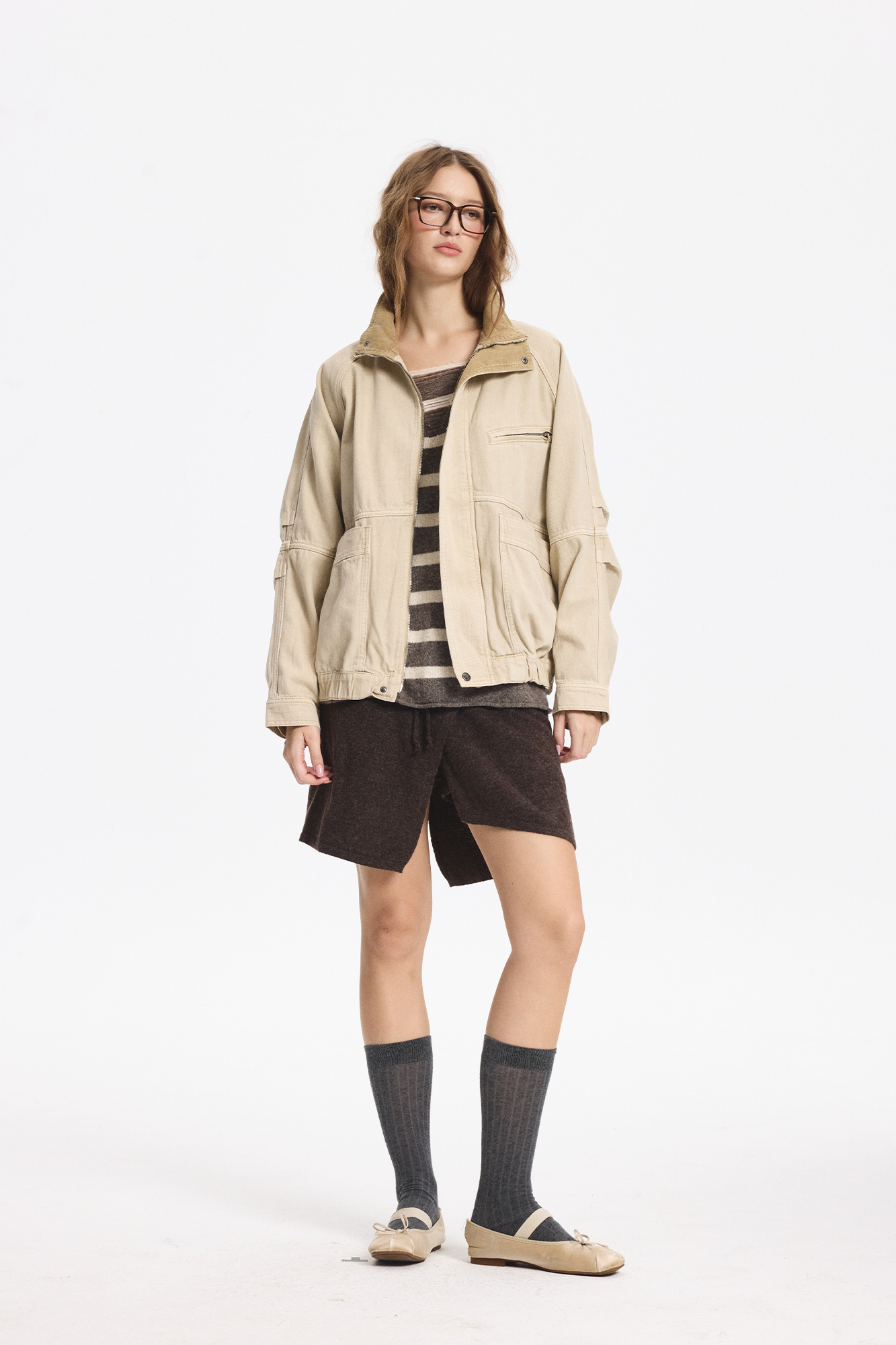 LEONSENSE Utility Raglan Stand-Collar Denim Jacket, premium urban and streetwear designers apparel on PROJECTISR.com, LEONSENSE