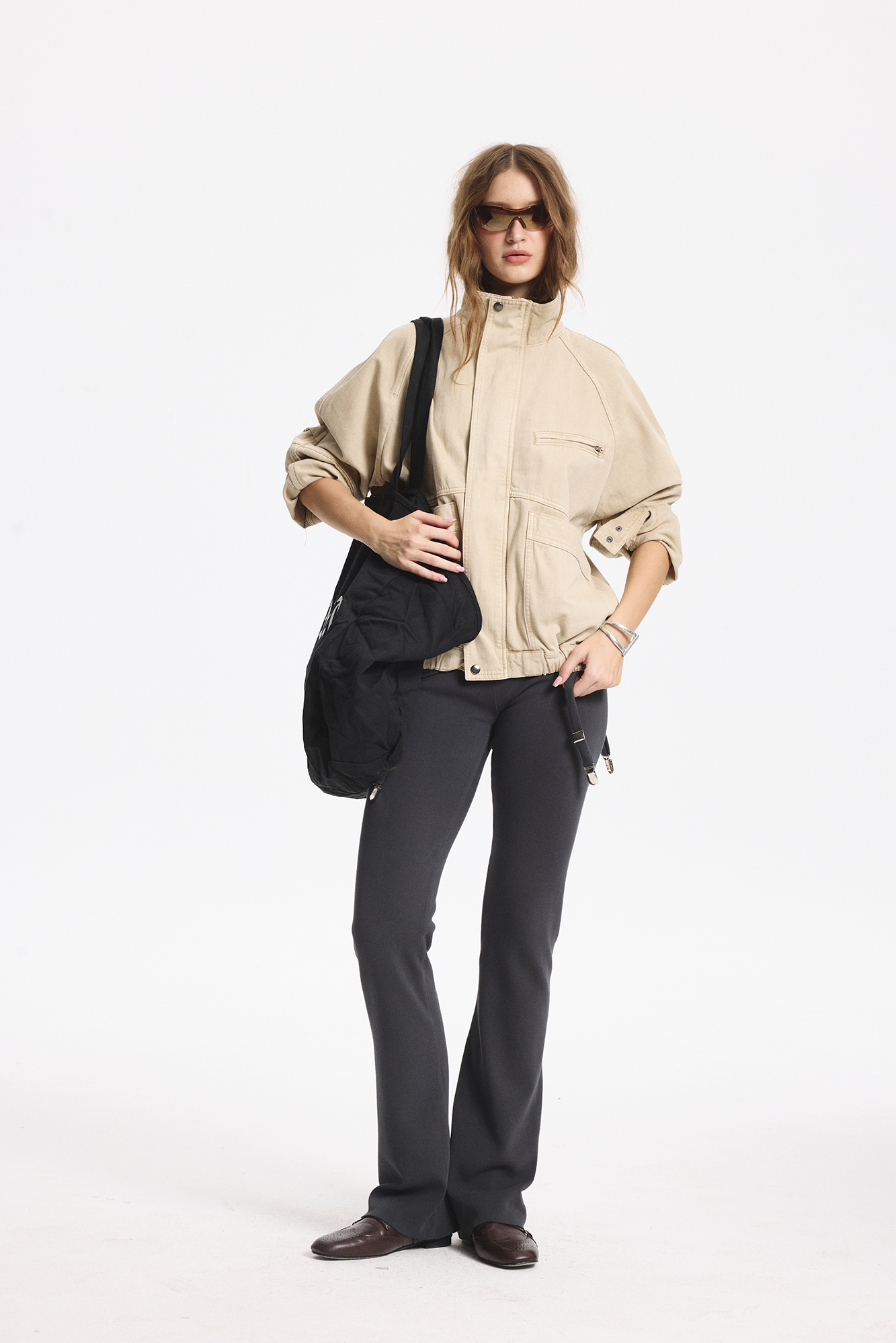 LEONSENSE Utility Raglan Stand-Collar Denim Jacket, premium urban and streetwear designers apparel on PROJECTISR.com, LEONSENSE