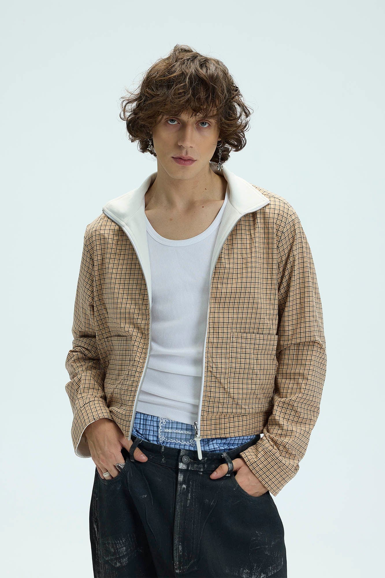 WHISTLEHUNTER Reversible Plaid Raglan Embroidered Jacket