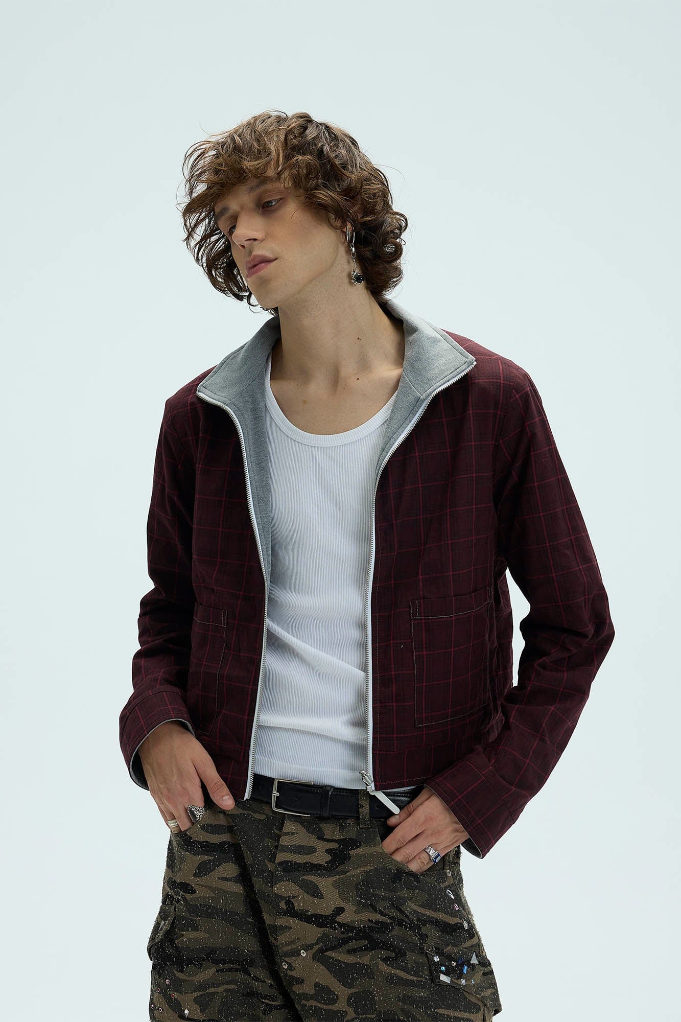 WHISTLEHUNTER Reversible Plaid Raglan Embroidered Jacket