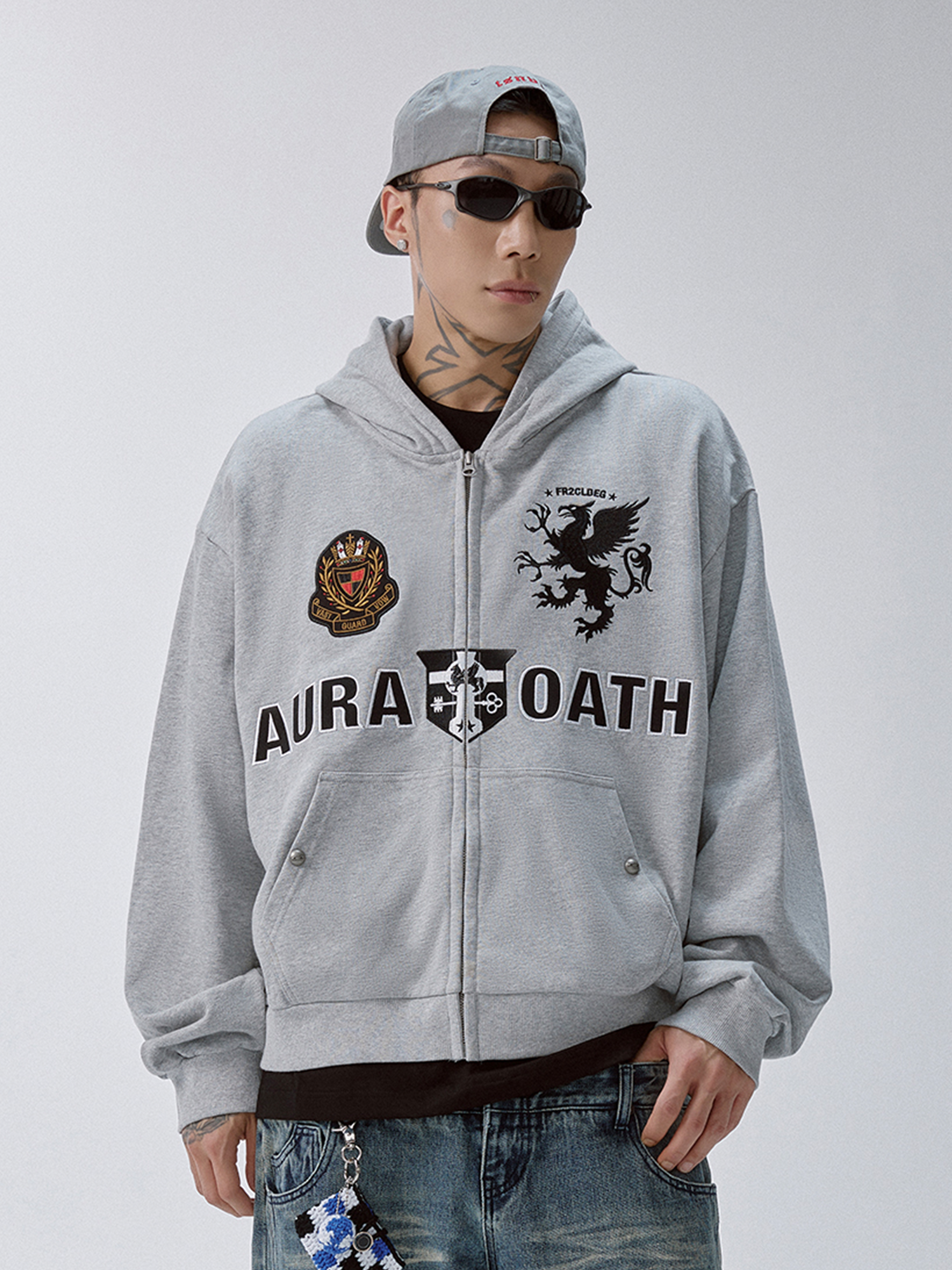 F2CE Crest Emblem Patch Zip-Up Hoodie