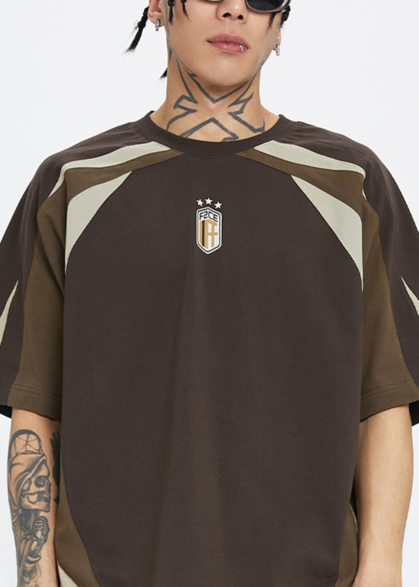 F2CE Deconstructed LOGO Polo Jersey Brown, premium urban and streetwear designers apparel on PROJECTISR.com, F2CE