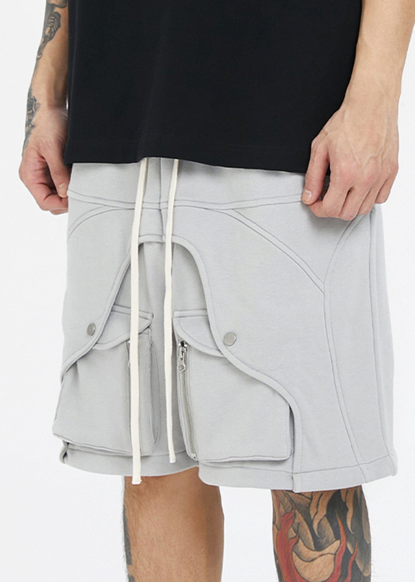 F2CE Modern Multi-Layerd Zipper Pocket Shorts, premium urban and streetwear designers apparel on PROJECTISR.com, F2CE