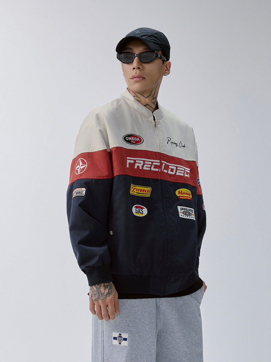 F2CE Retro Contrast Racing Patch Jacket