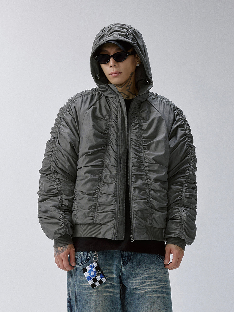 F2CE Ruched Nylon Hooded Bomber