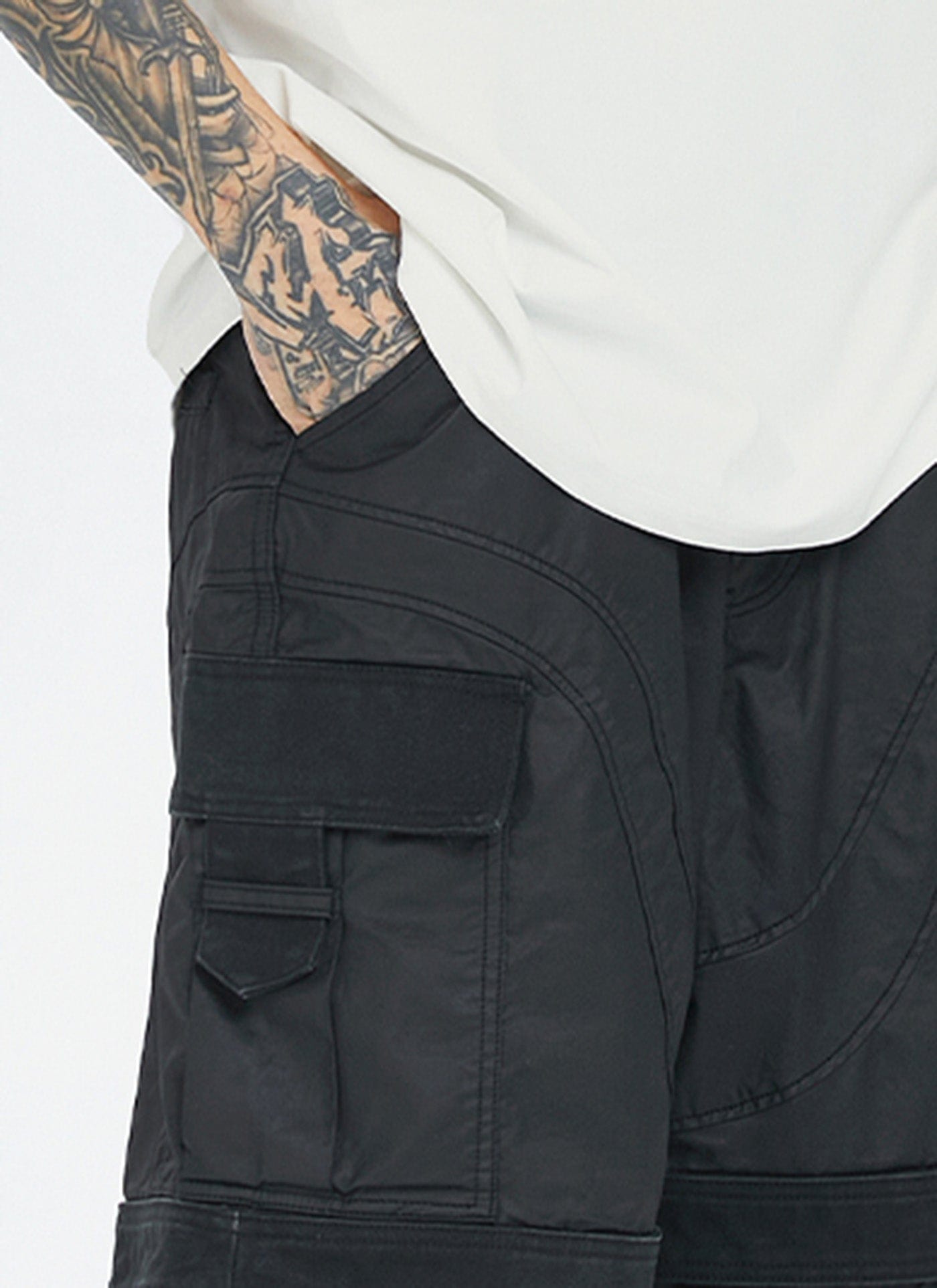 F2CE Spliced Big Pocket Waxed Shorts, premium urban and streetwear designers apparel on PROJECTISR.com, F2CE