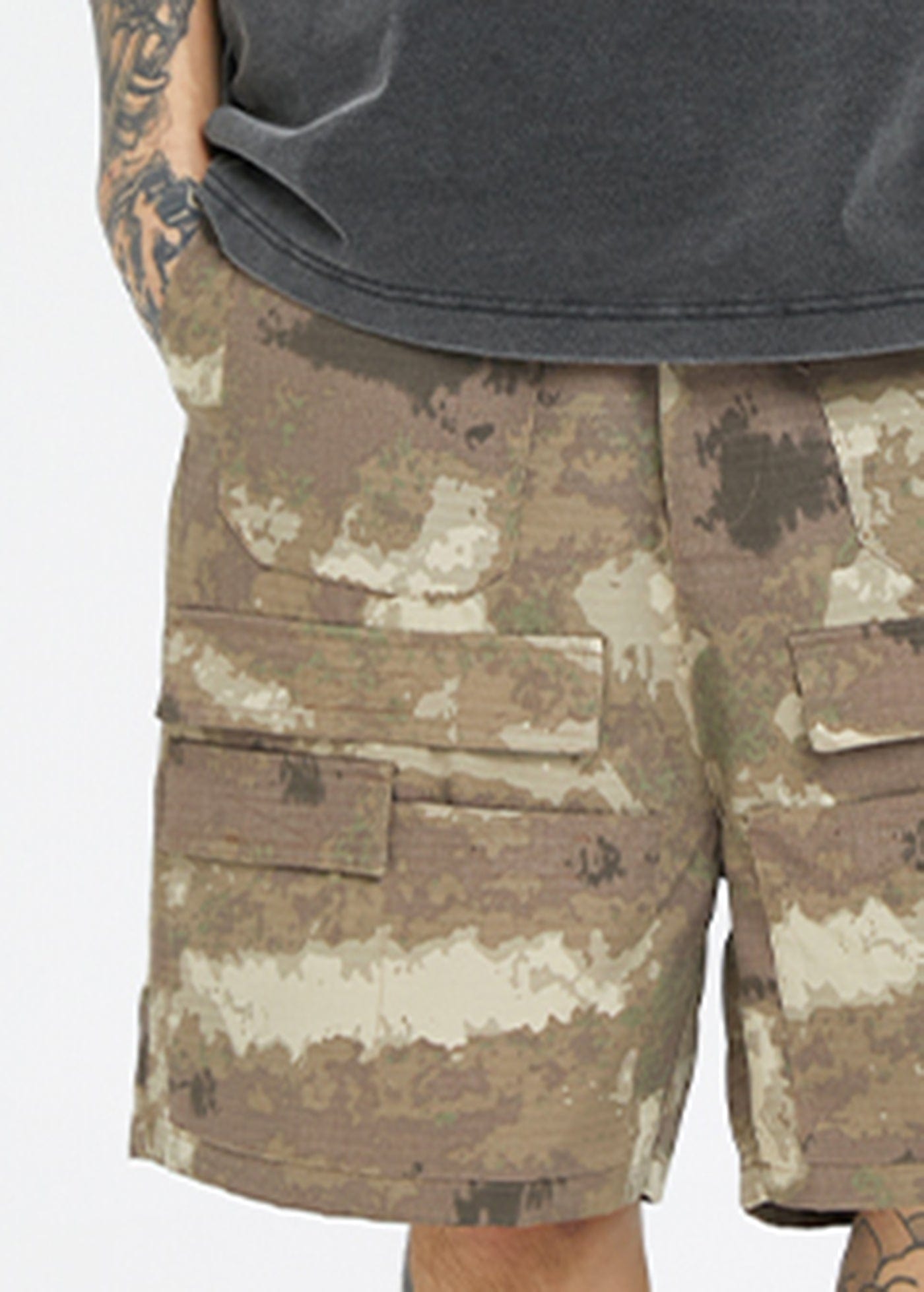 F2CE Retro Camo Multi Pocket Buckle Shorts, premium urban and streetwear designers apparel on PROJECTISR.com, F2CE