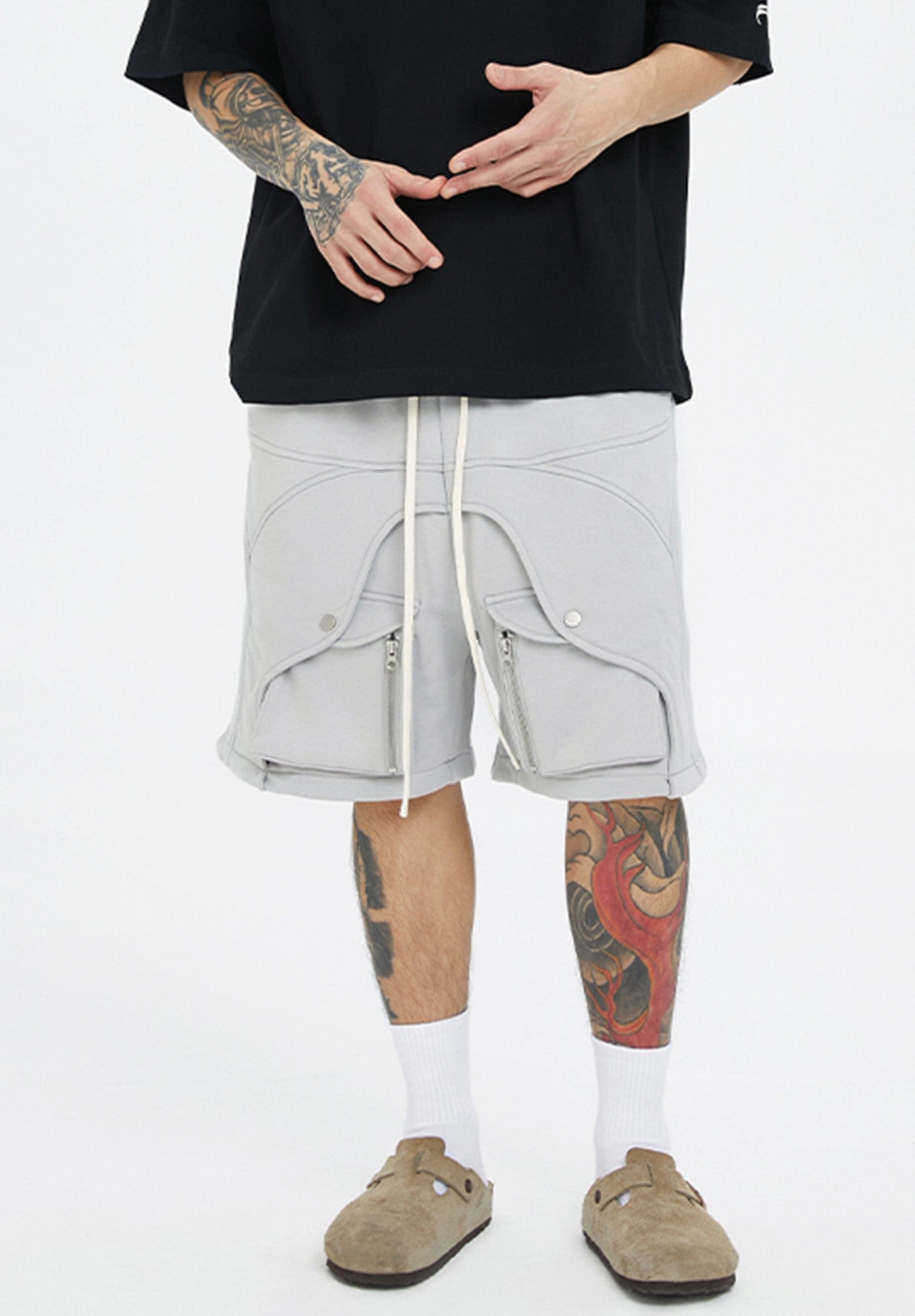 F2CE Modern Multi-Layerd Zipper Pocket Shorts, premium urban and streetwear designers apparel on PROJECTISR.com, F2CE