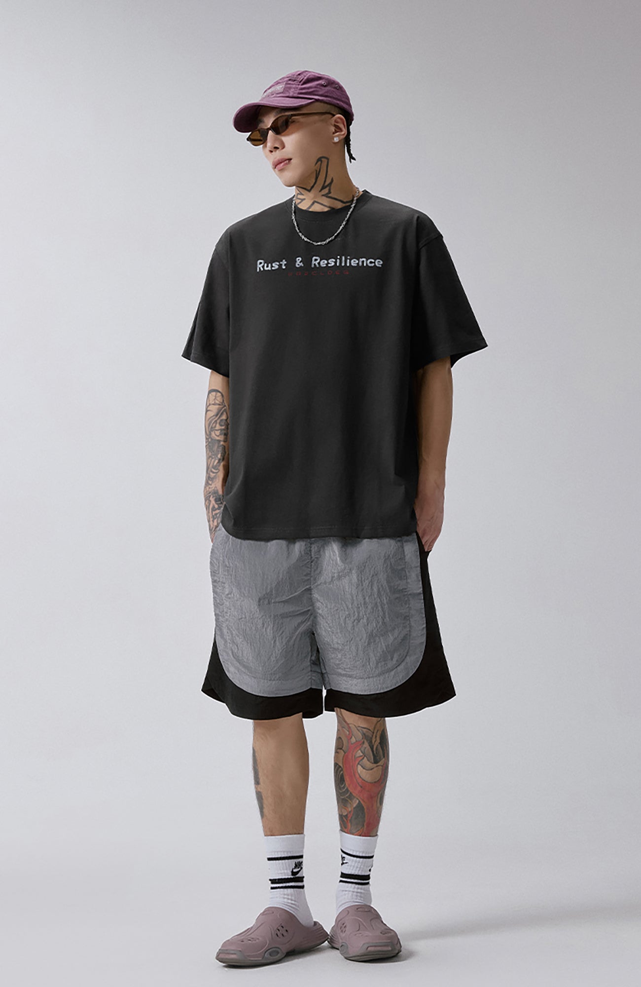 F2CE Metallic Nylon Panel Shorts, premium urban and streetwear designers apparel on PROJECTISR.com, F2CE