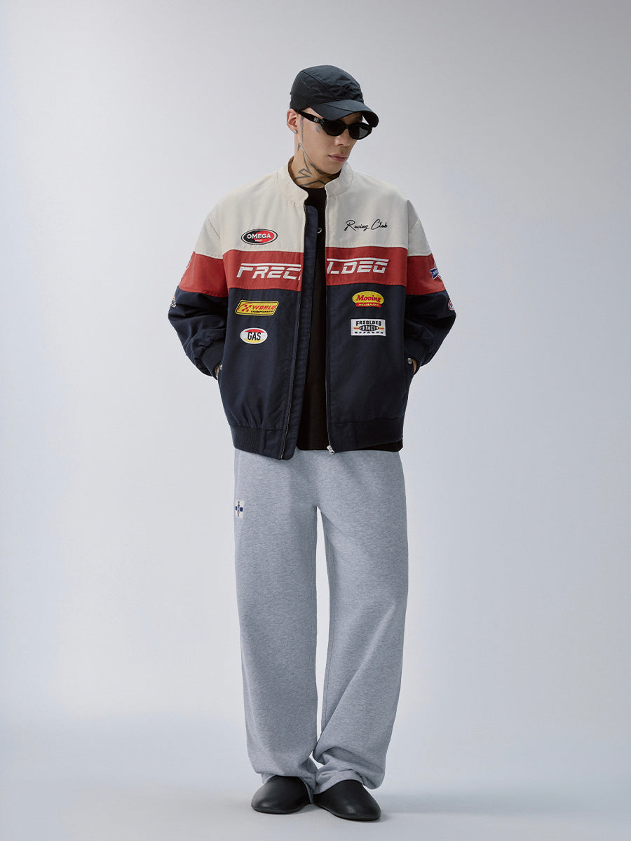 F2CE Retro Contrast Racing Patch Jacket
