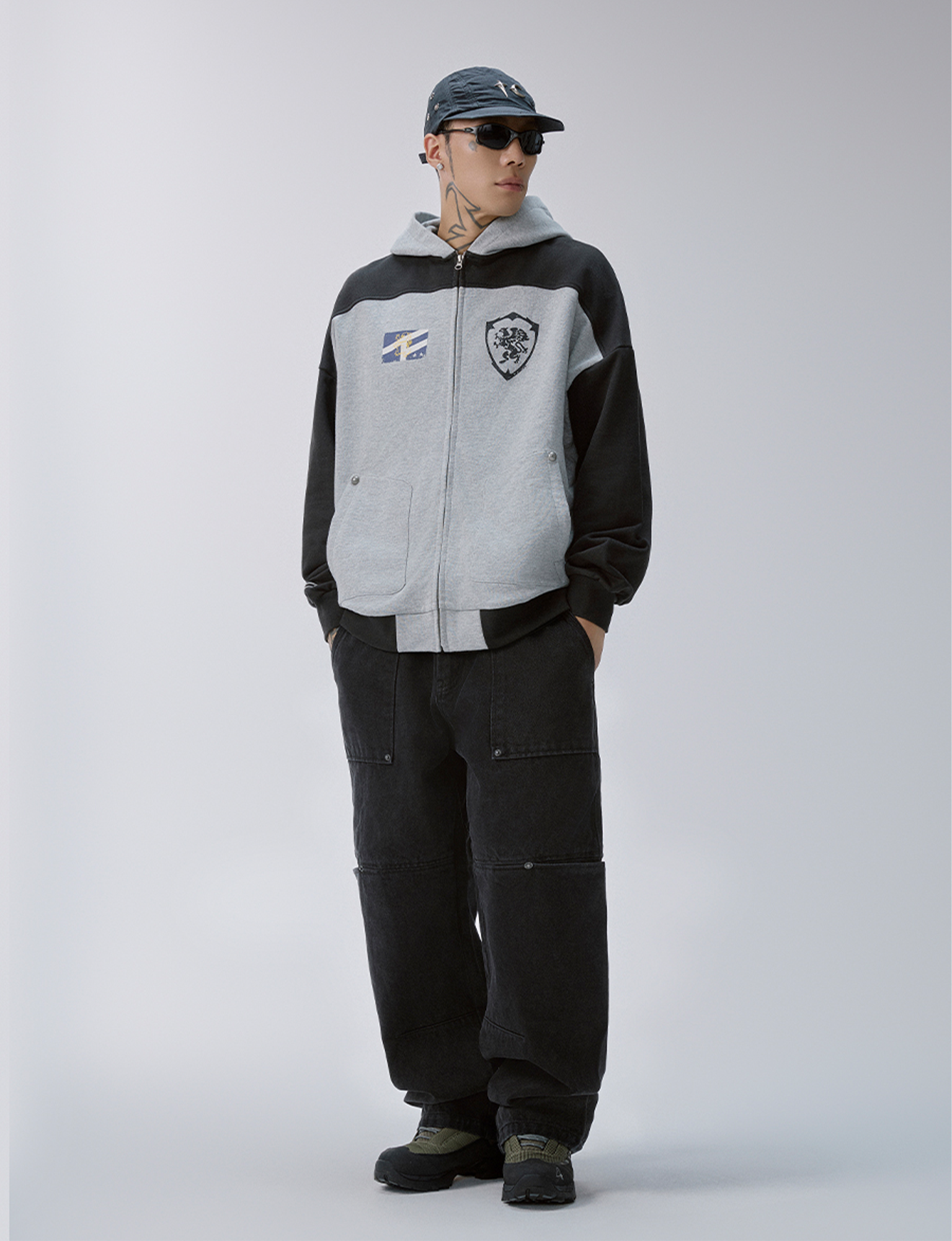 F2CE Contrast Panel Badge Graphic Hooded Jacket