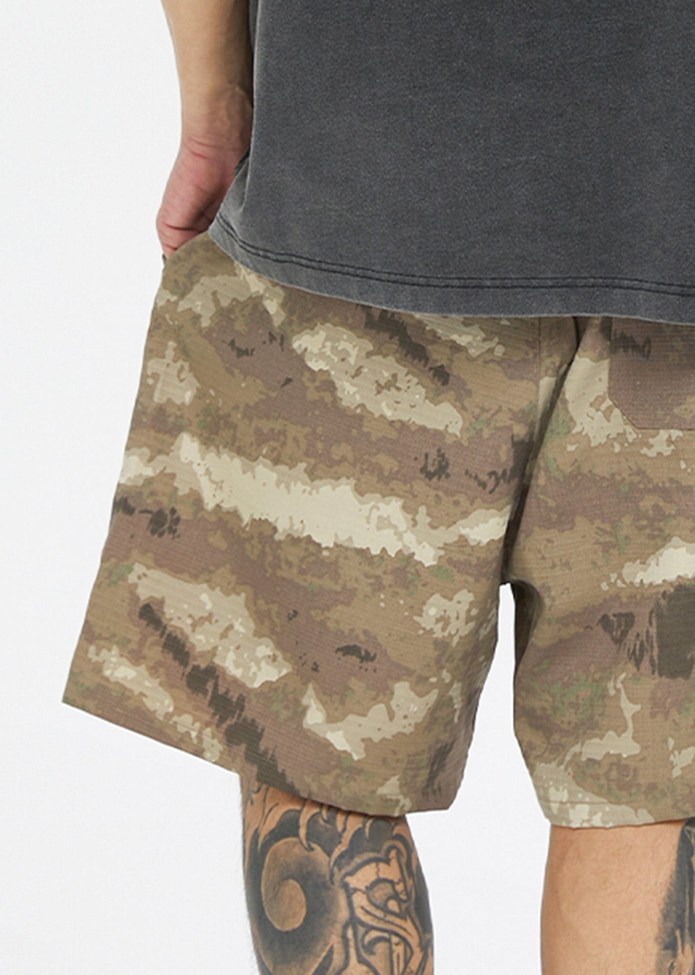 F2CE Retro Camo Multi Pocket Buckle Shorts, premium urban and streetwear designers apparel on PROJECTISR.com, F2CE