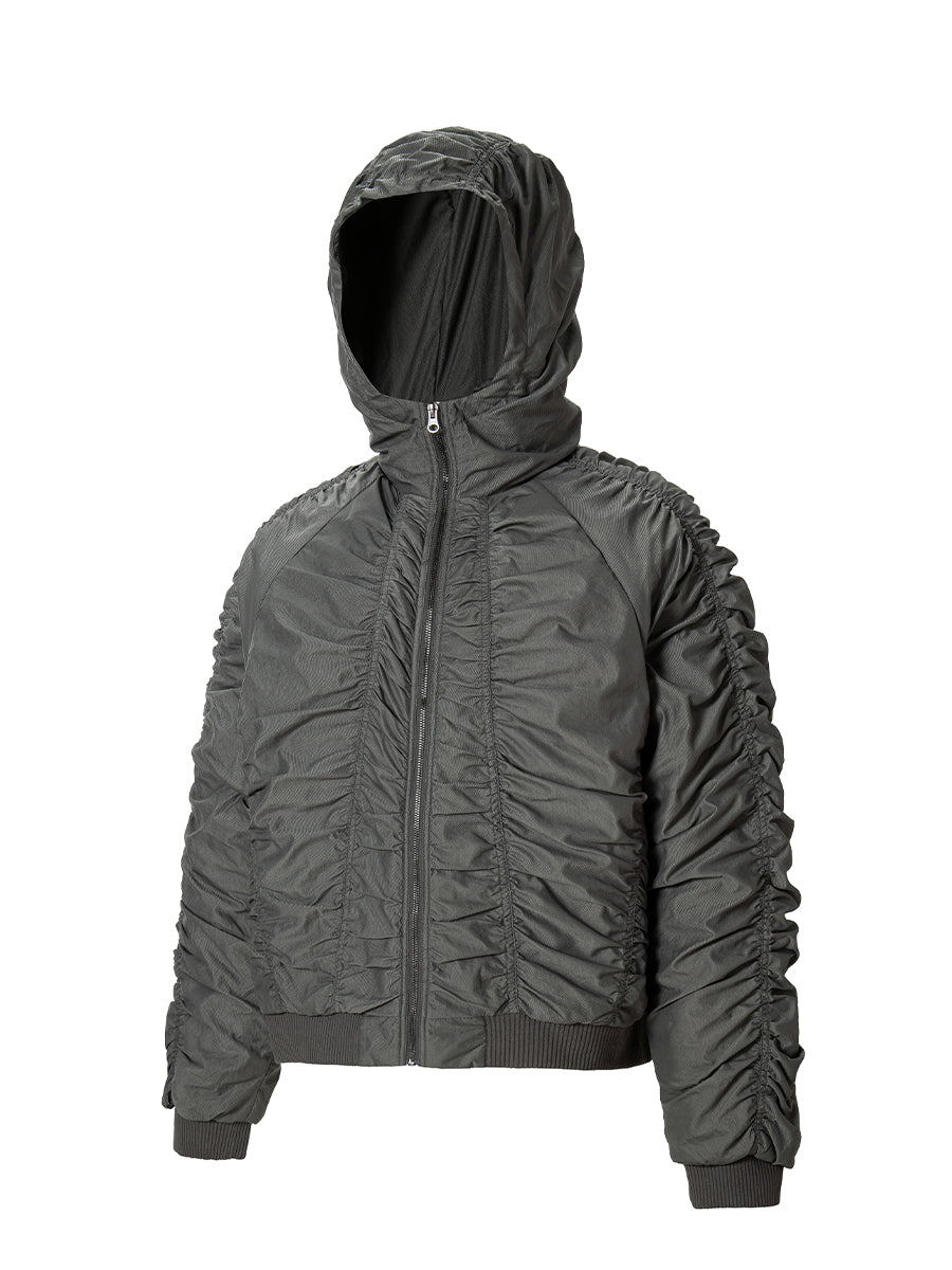 F2CE Ruched Nylon Hooded Bomber