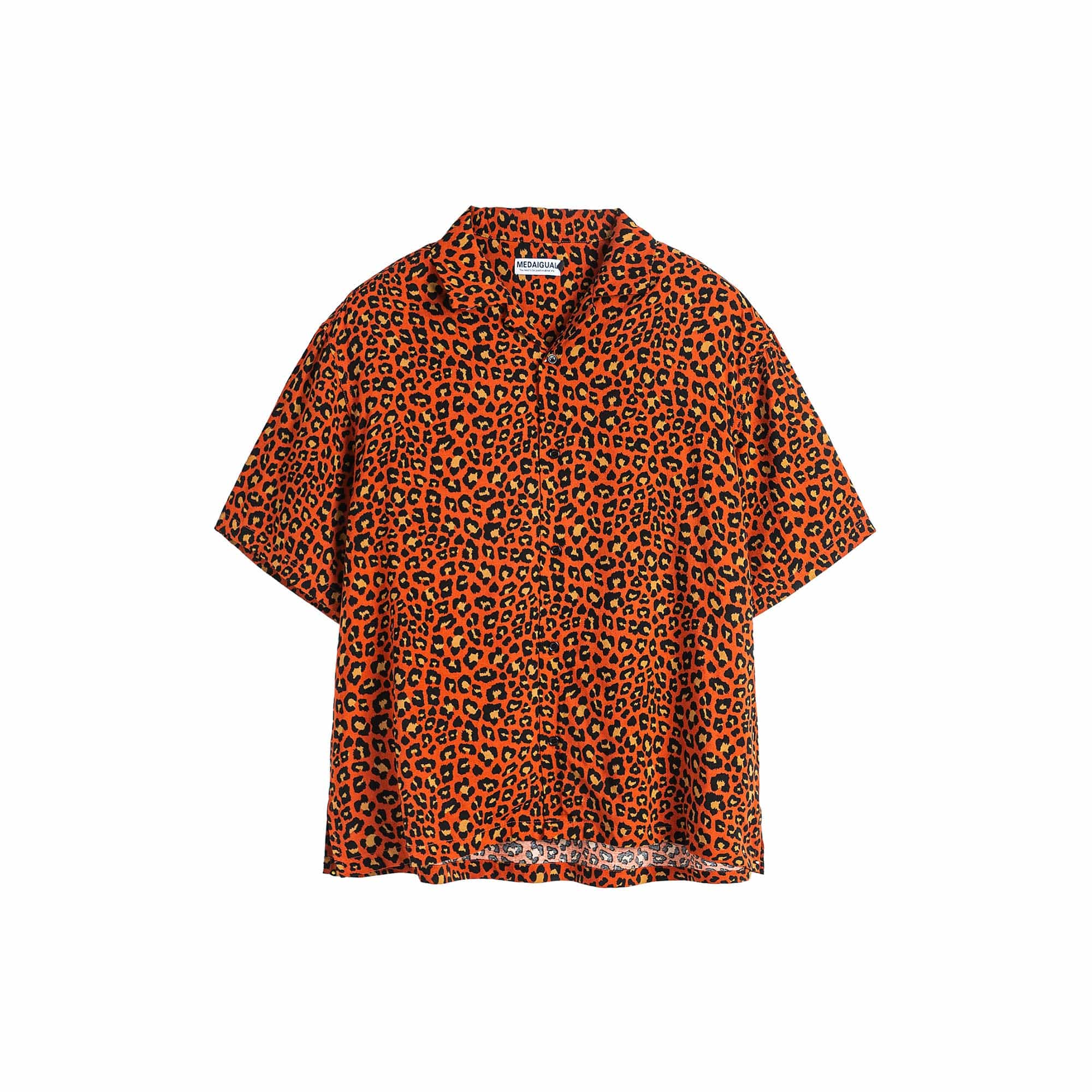 ME DA IGUAL Retro Leopard Full-Print Cuban Half Shirt, premium urban and streetwear designers apparel on PROJECTISR.com, ME DA IGUAL