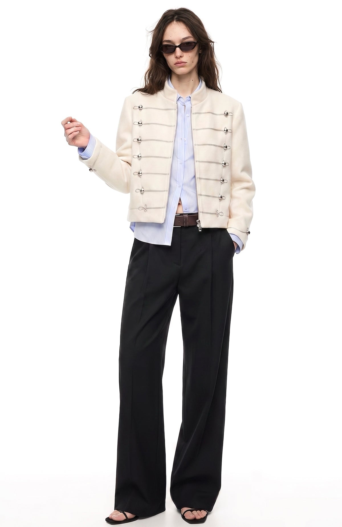 ELETEIZE Retro Napoleon Collar Wool-Blend Jacket