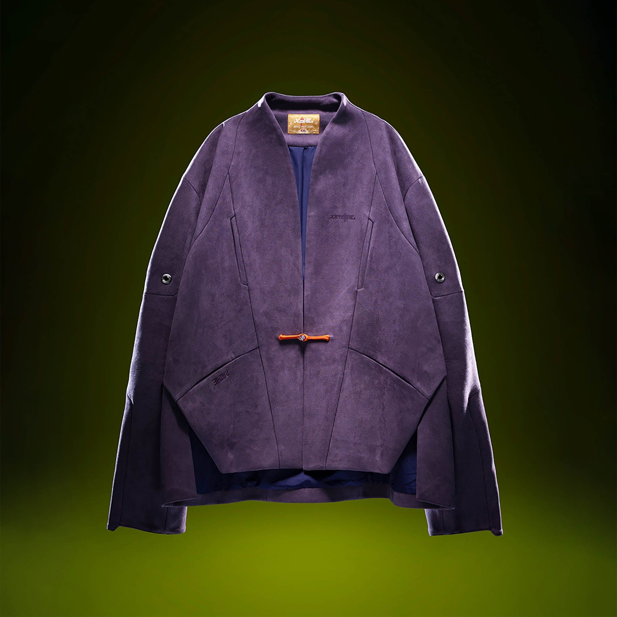 XIPHEVIL Deconstructed Utility Faux Suede Daoist Robe Purple