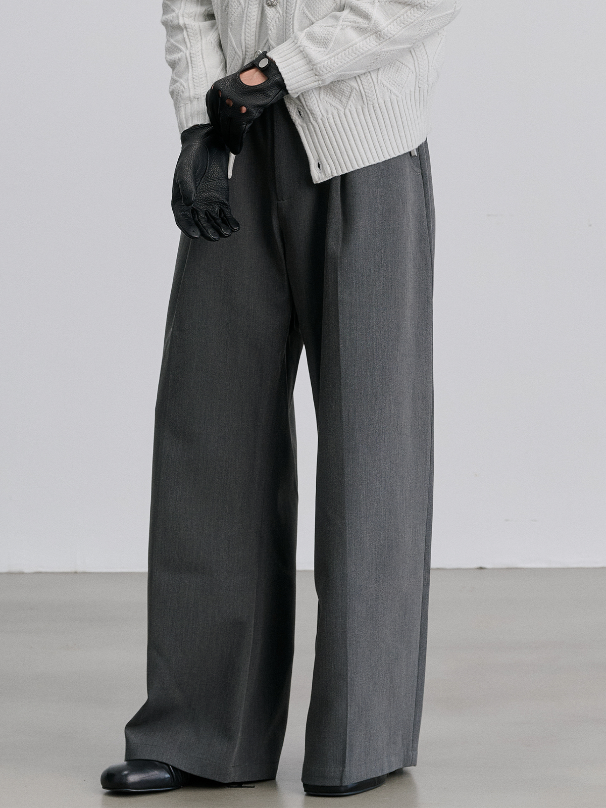 CATSSTAC Classic High-Waist Drape Straight-Leg Trousers