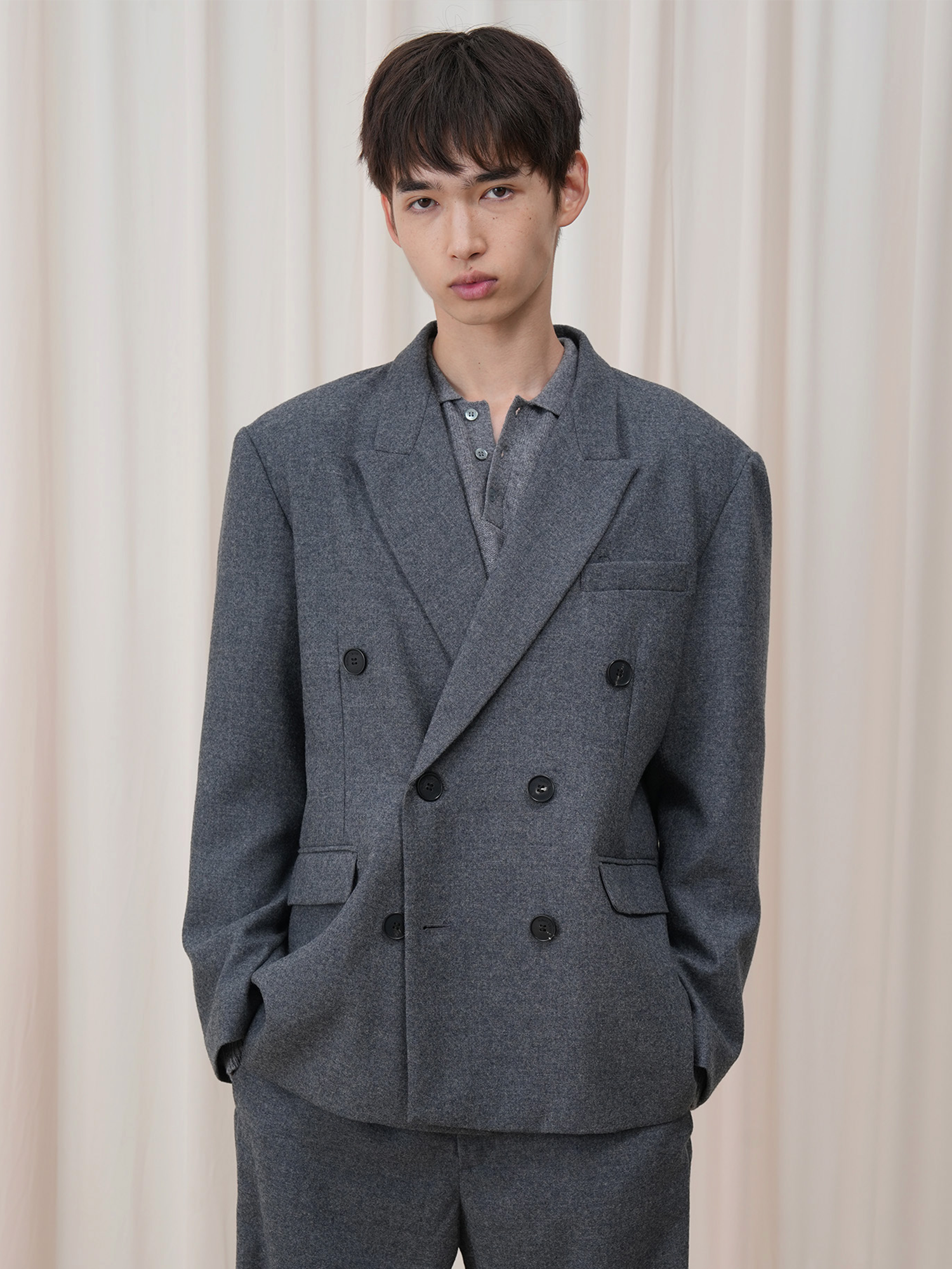 OUYANG WENJUN Double-Breasted Wool-Blend Blazer