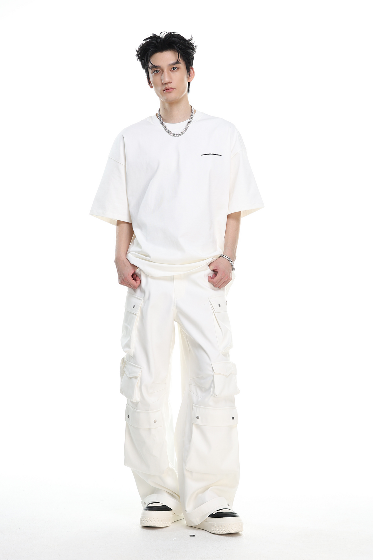 ARDENCODE Oversized Multi-Pocket Cargo Wide-Leg Pants, premium urban and streetwear designers apparel on PROJECTISR.com, ARDENCODE