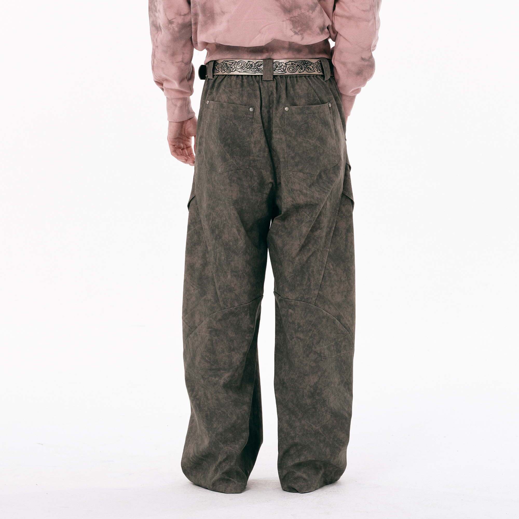 PASET Distressed Paneled Folded Curved Pants
