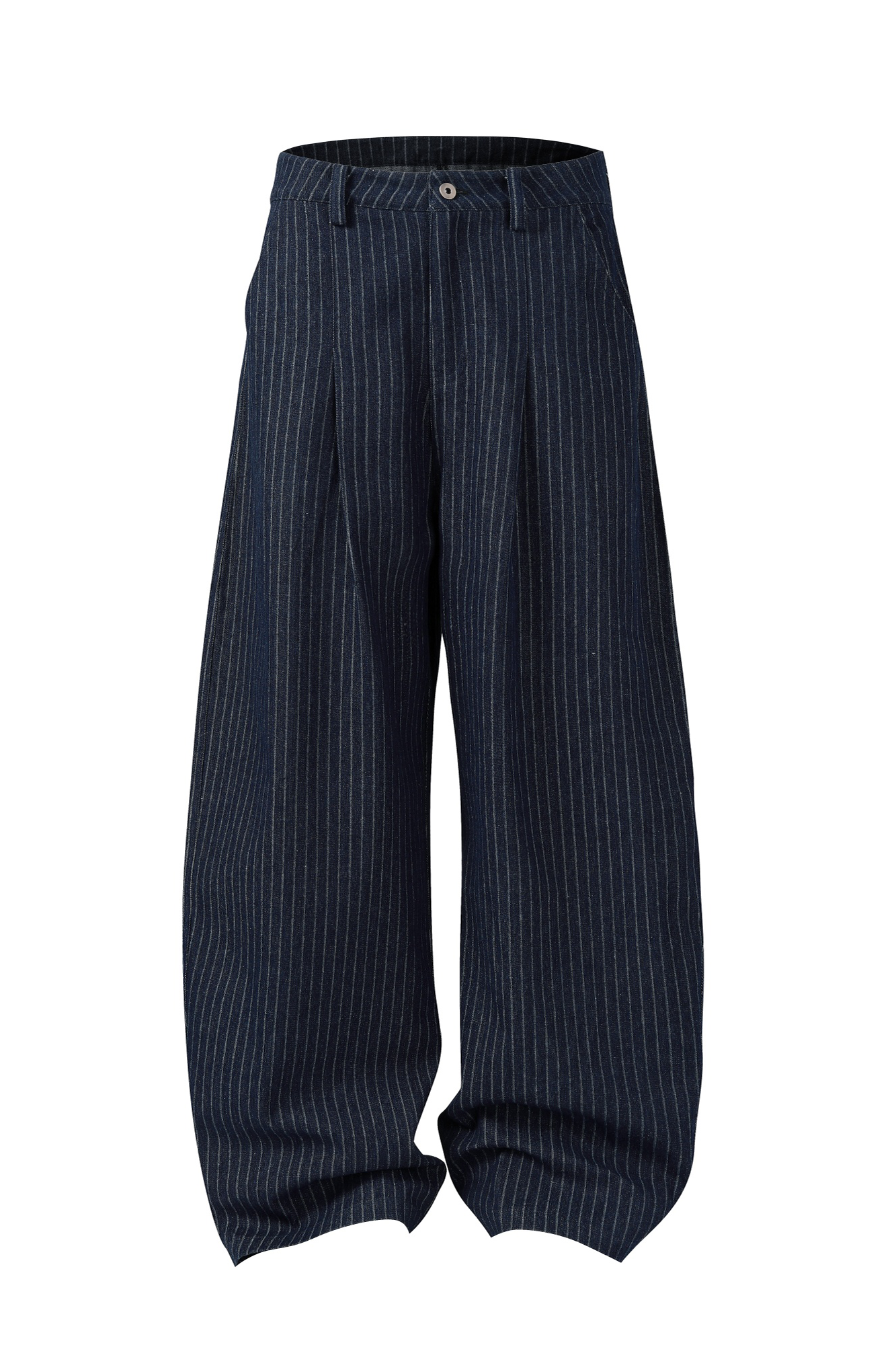 NOVACAM Retro Pinstripe Curved Denim Trousers