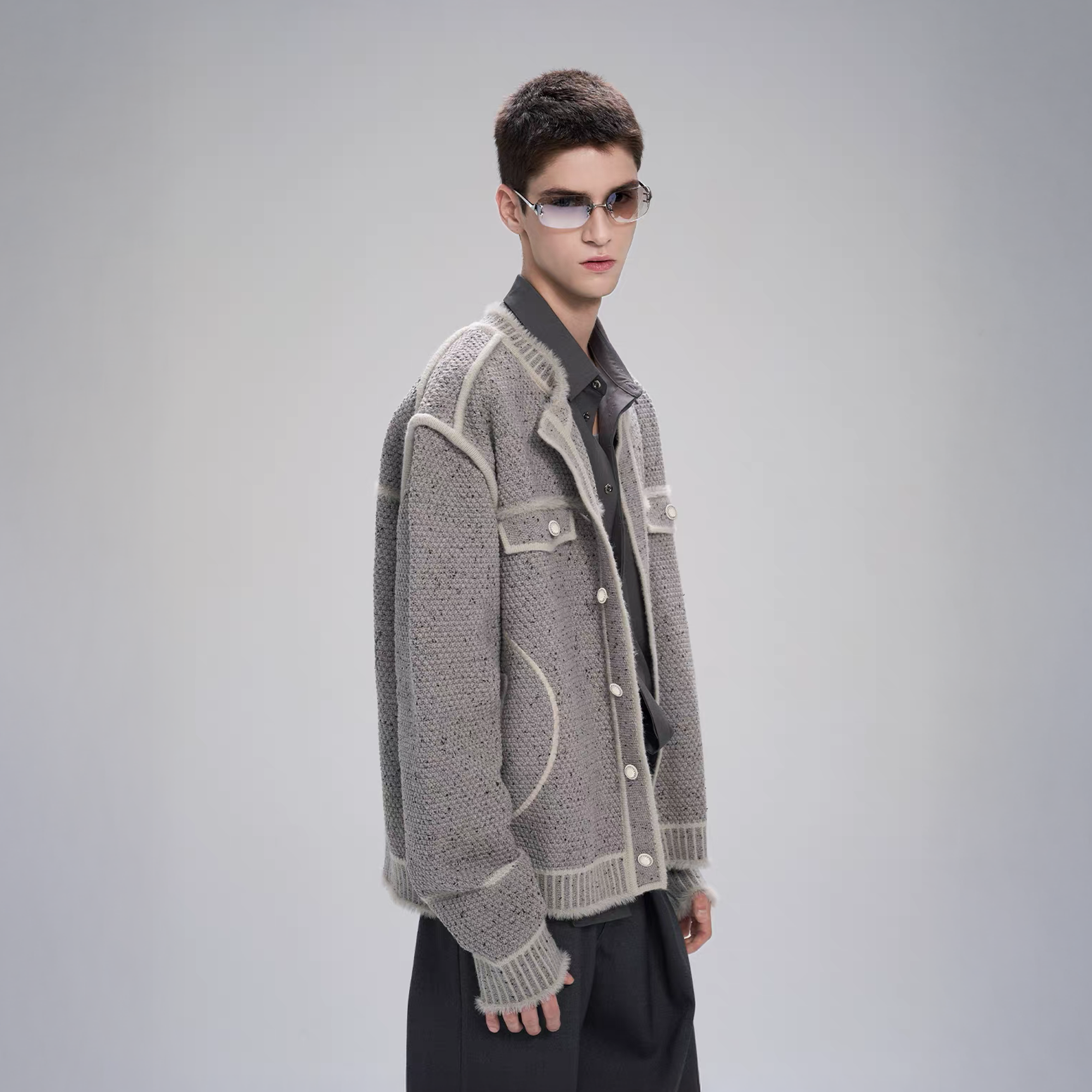 TIWILLTANG Contrast Stitch Knit Jacket