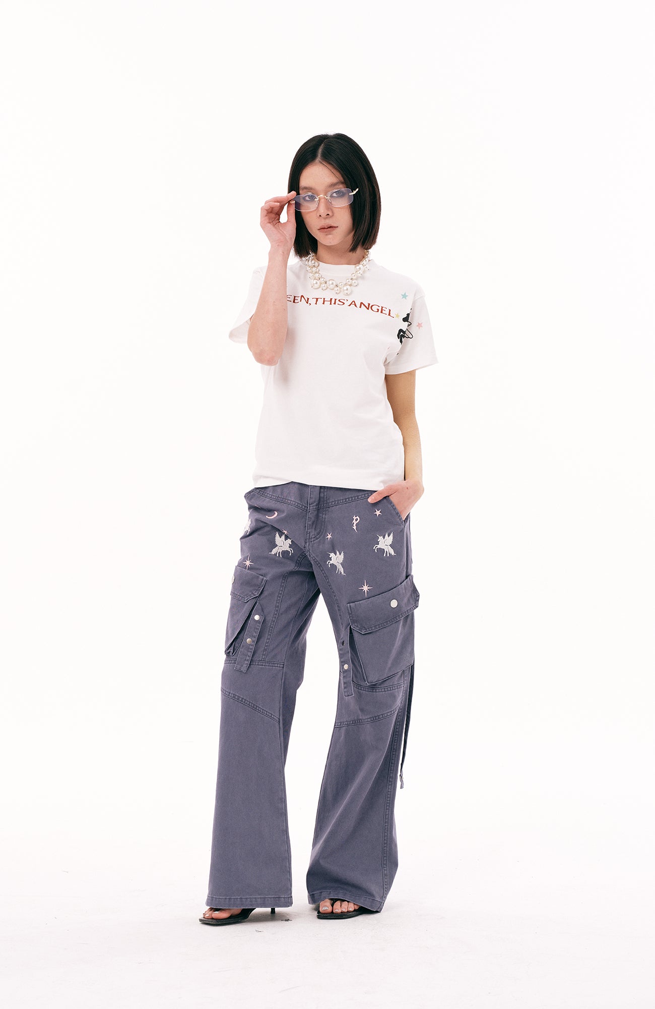 PASET Unicorn Embroidered Cargo Pants