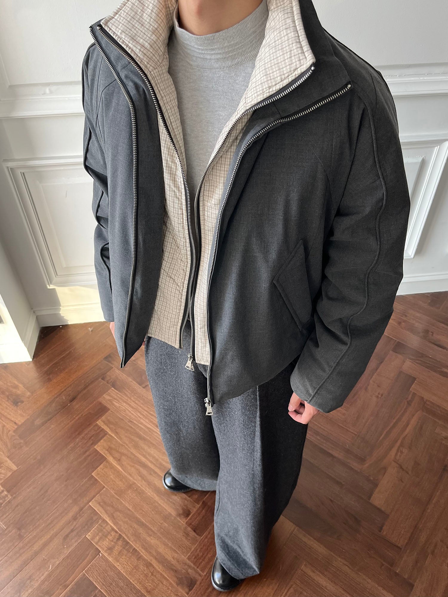 CATSSTAC Plaid Layered Down Jacket