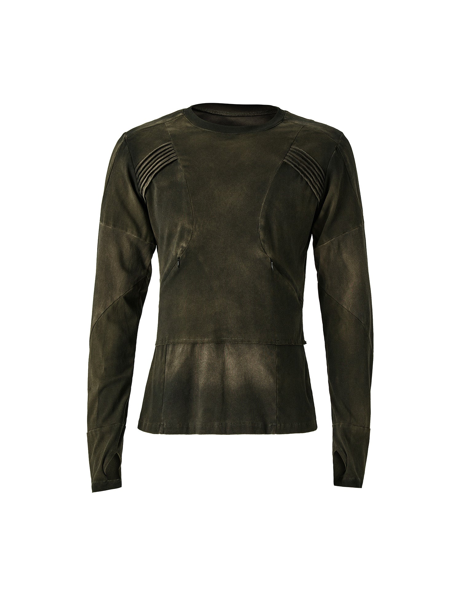 FLYERRER Washed Panelled Slim-Fit Long-Sleeve Tee, premium urban and streetwear designers apparel on PROJECTISR.com, FLYERRER