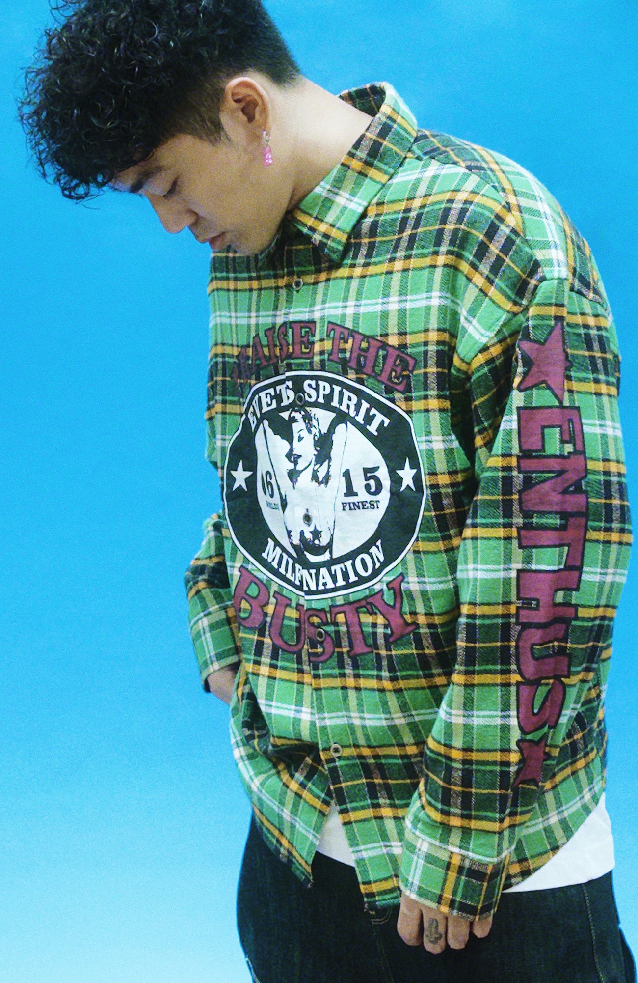EVETS Colorblock Plaid Graphic Shirt, premium urban and streetwear designers apparel on PROJECTISR.com, EVETS