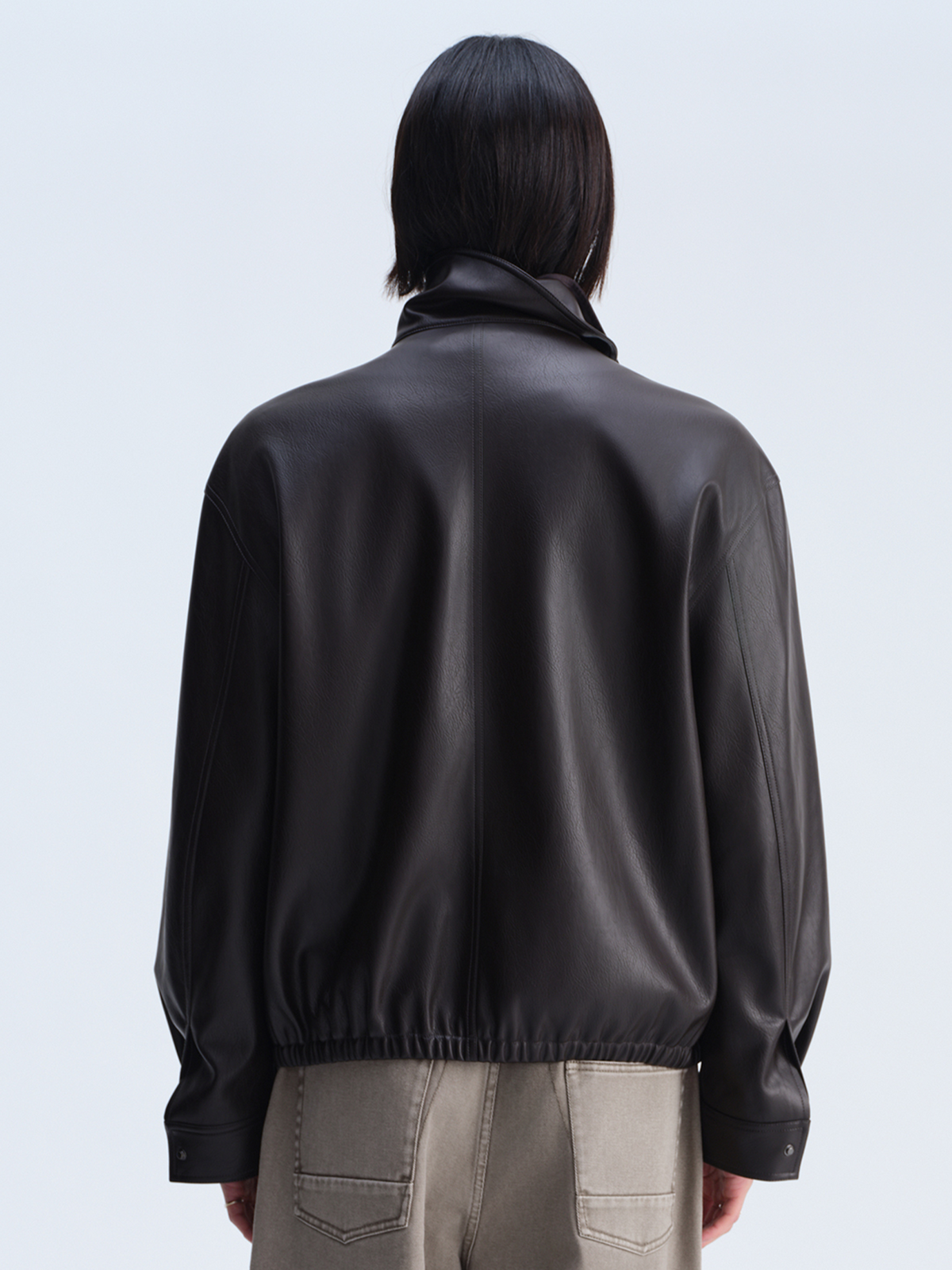 OPICLOTH Matte Faux Leather Harrington Jacket