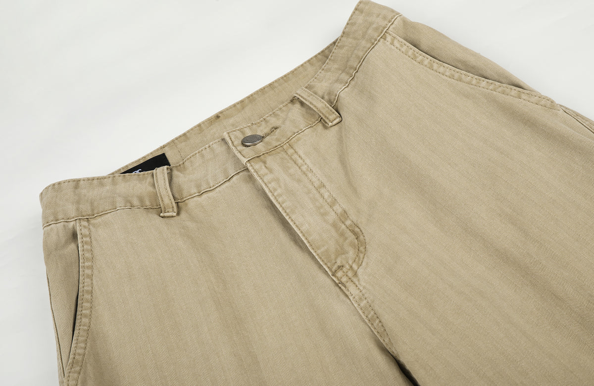 BOTANICA Retro Herringbone Slim Cotton Trousers
