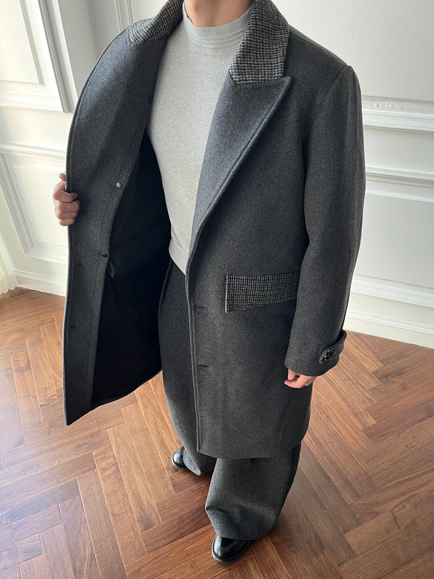 CATSSTAC Detachable Down Liner Wool-Blend Overcoat