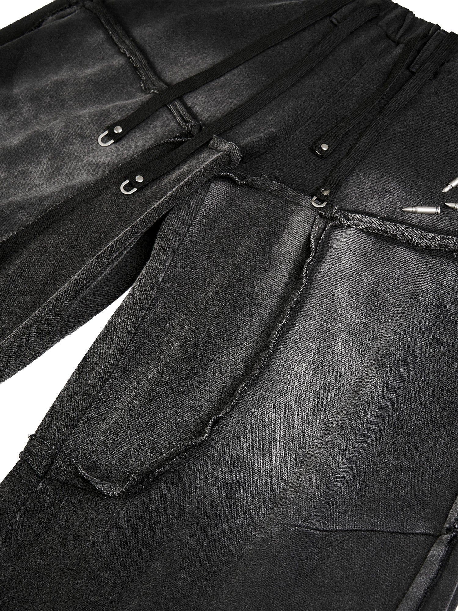 FLYERRER Washed Double-Waist Bullet Rivet Baggy Sweatpants, premium urban and streetwear designers apparel on PROJECTISR.com, FLYERRER