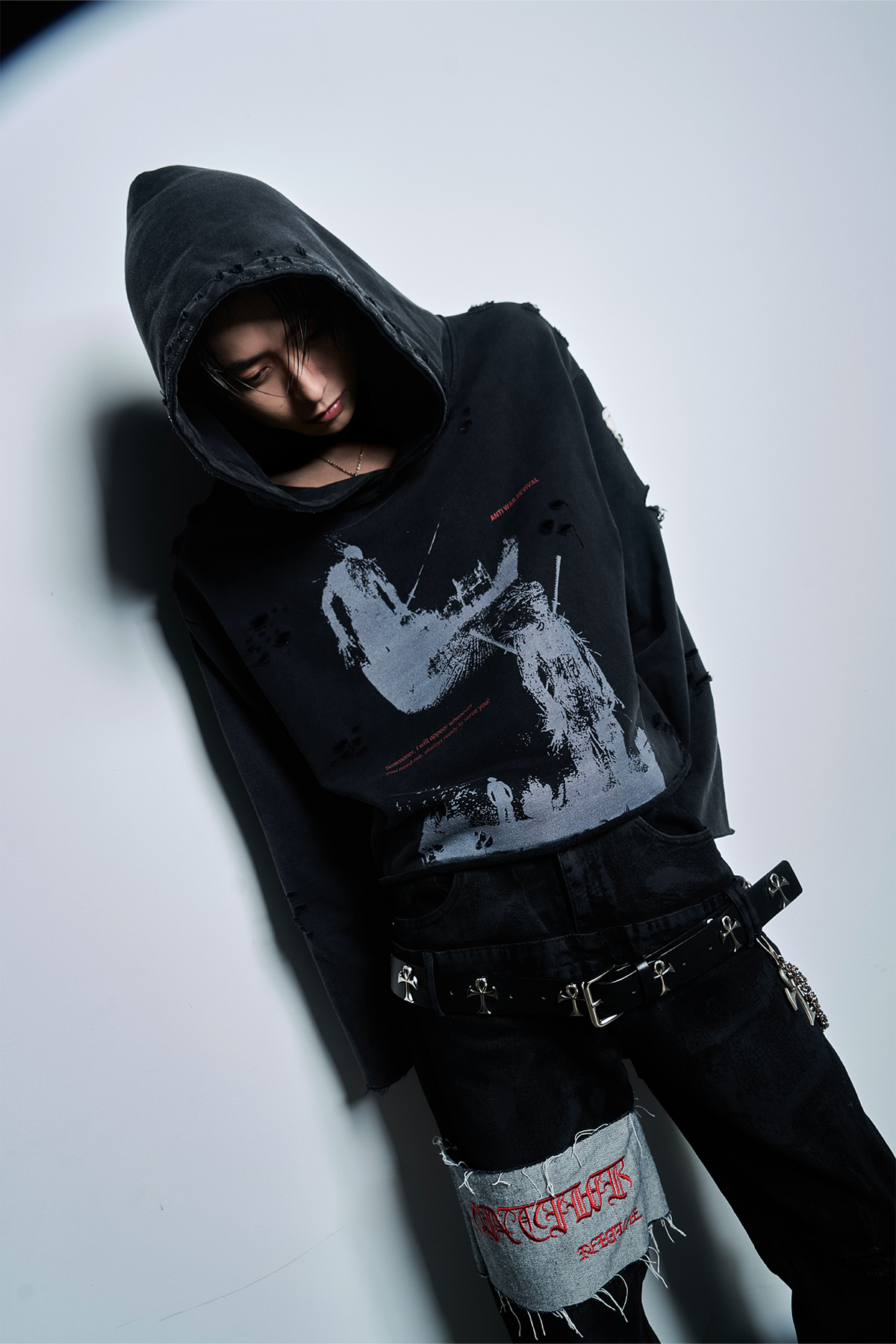 ANTI WAR REVIVAL Distressed Retro Graphic Oversized Hoodie