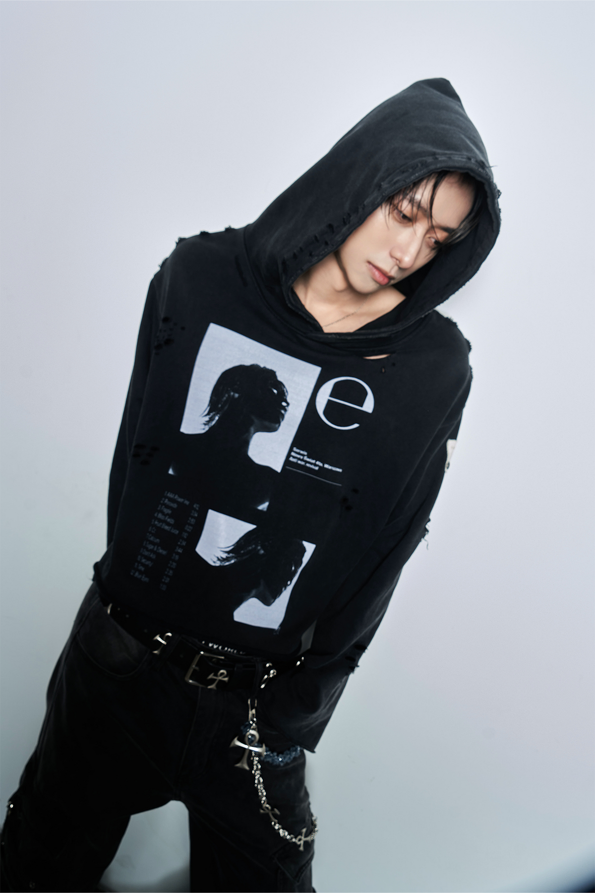 ANTI WAR REVIVAL Distressed Portrait Graphic Oversized Hoodie