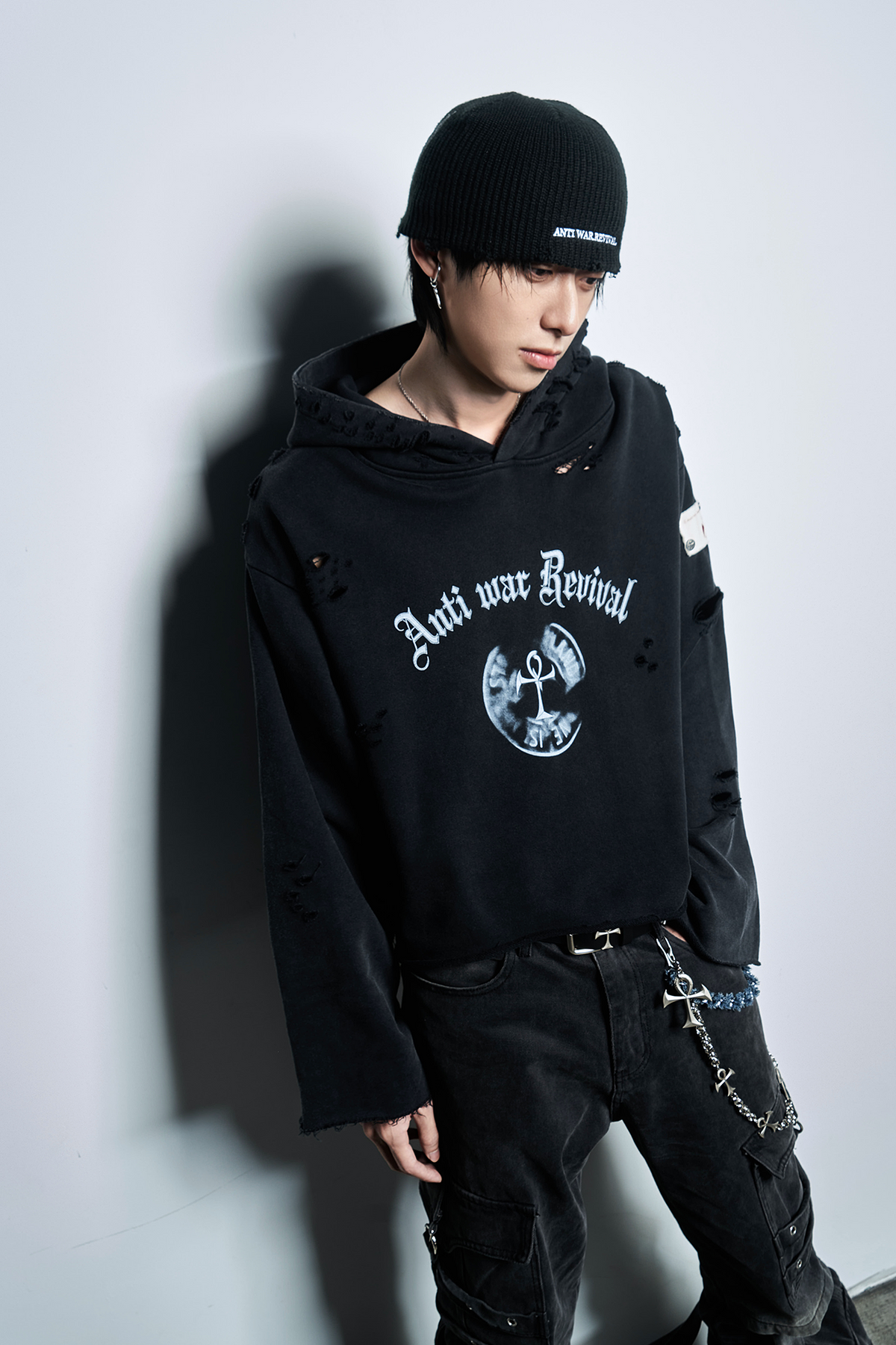 ANTI WAR REVIVAL Badge Graphic Oversized Hoodie
