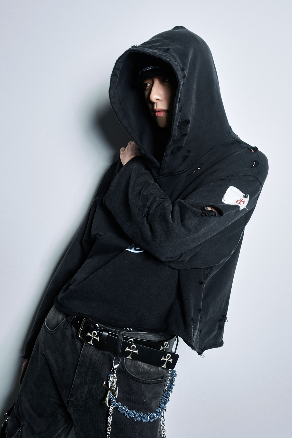 ANTI WAR REVIVAL Badge Graphic Oversized Hoodie