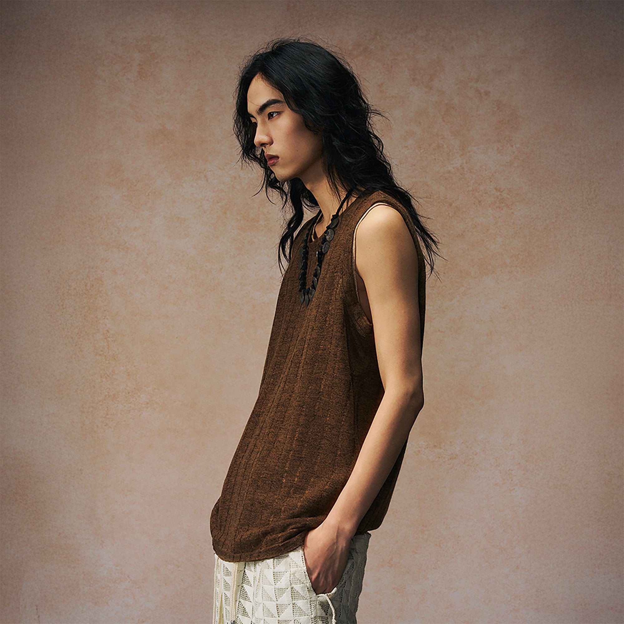 GONGHE REPUB Distressed Rib-Knit Vest, premium urban and streetwear designers apparel on PROJECTISR.com, GONGHE REPUB