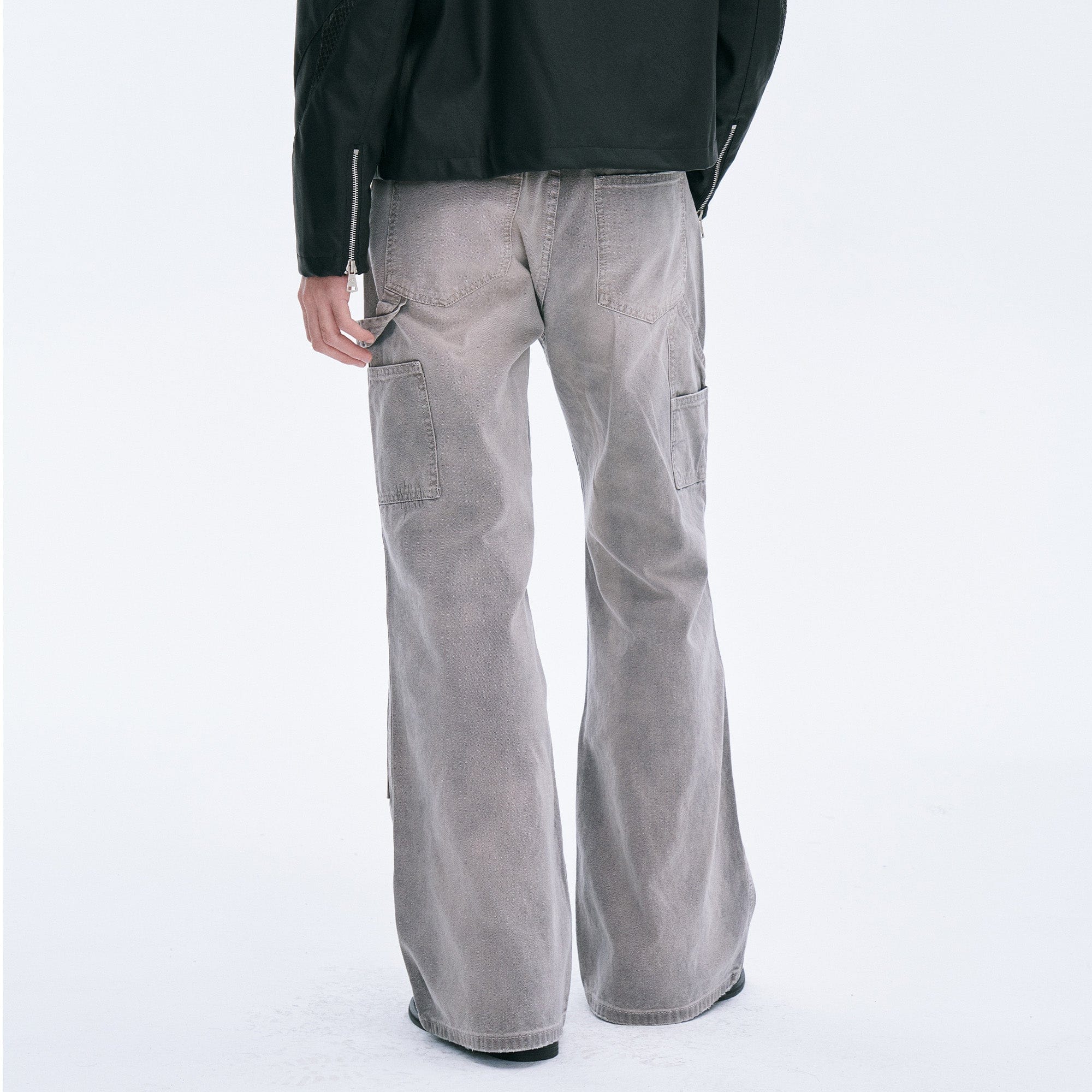 CATSSTAC Distressed Double-Knee Carpenter Straight-Leg Jeans Gray, premium urban and streetwear designers apparel on PROJECTISR.com, CATSSTAC
