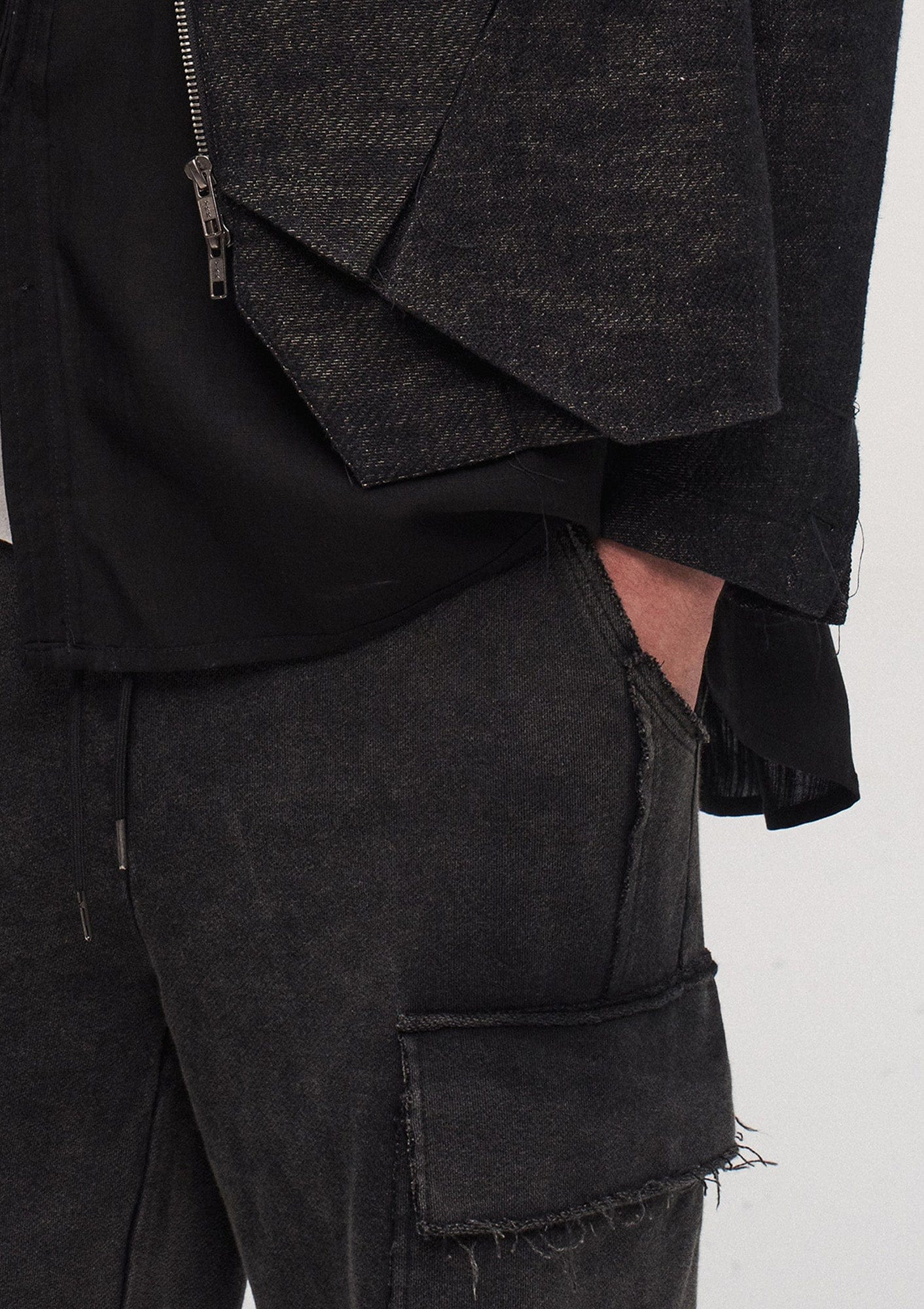 ILNya Nieternite Nifutur Washed Frayed Panel Wide-Leg Pants, premium urban and streetwear designers apparel on PROJECTISR.com, ILNya Nieternite Nifutur