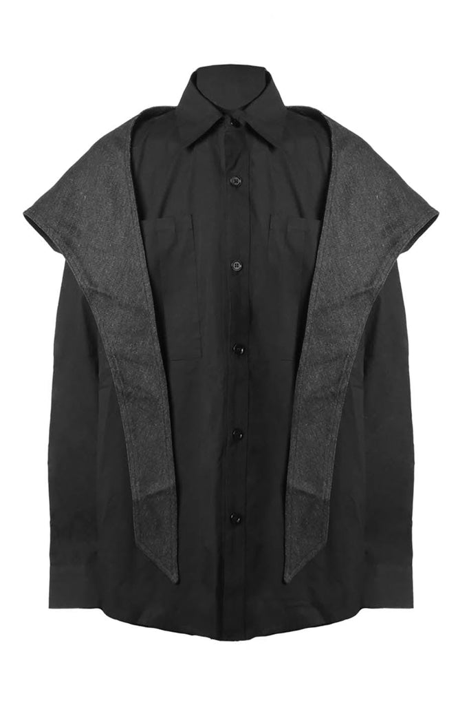RELABEL Spliced Hooded Shirt, premium urban and streetwear designers apparel on PROJECTISR.com, RELABEL