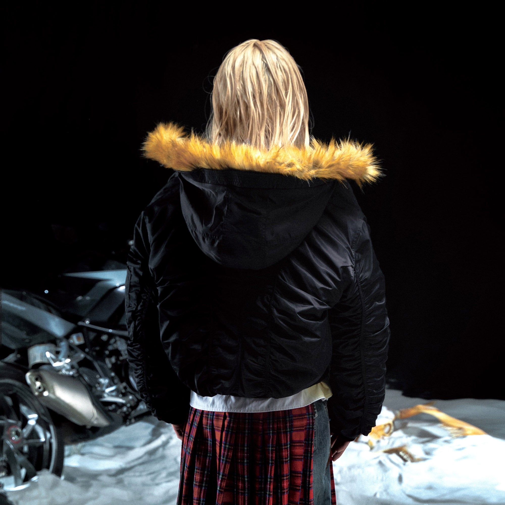 PCCVISION Faux Fur Hooded Cropped Puffer Jacket